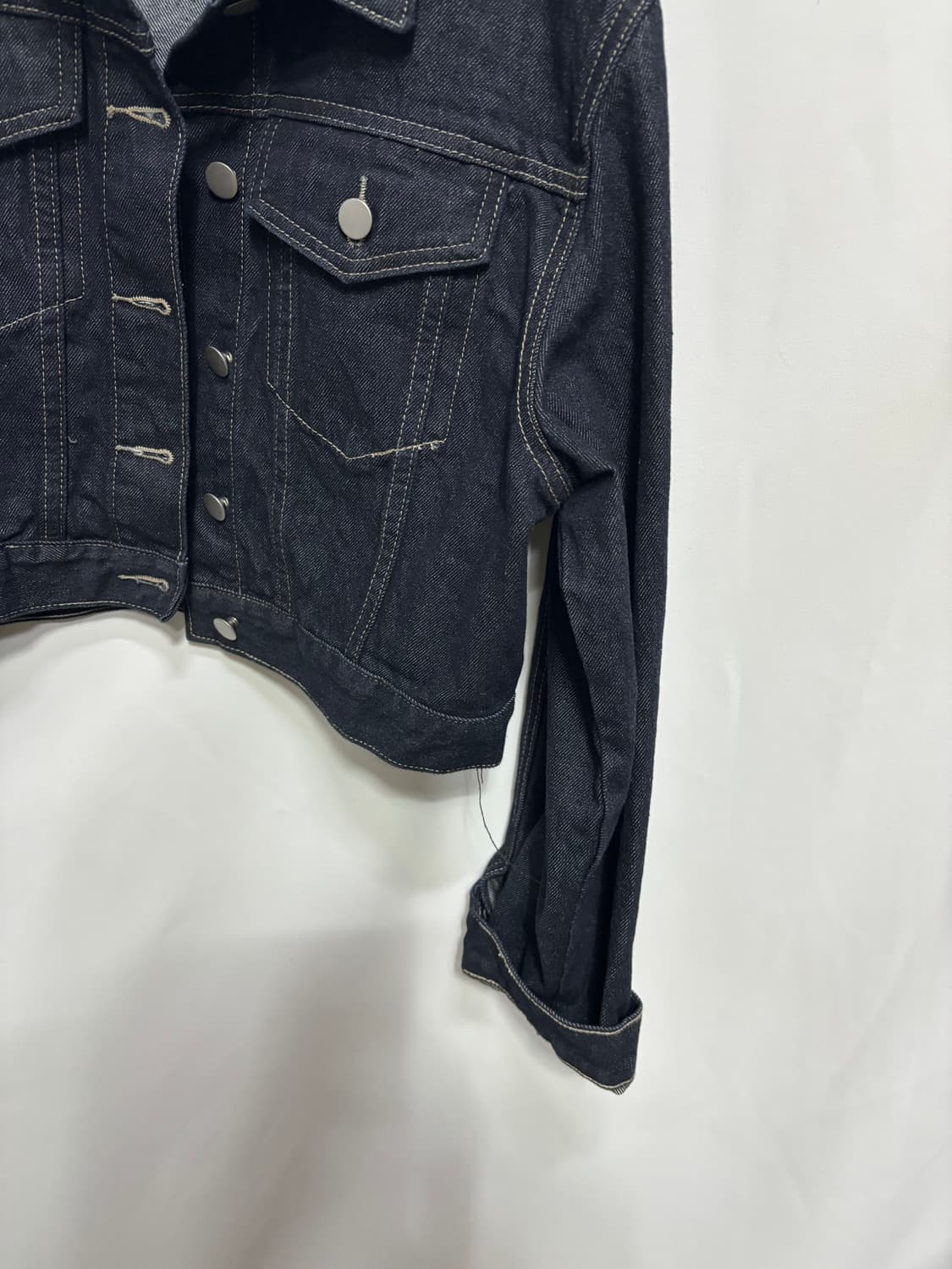 66걸스 블랙 데님 세미 크롭 청 자켓 L 상품이미지3