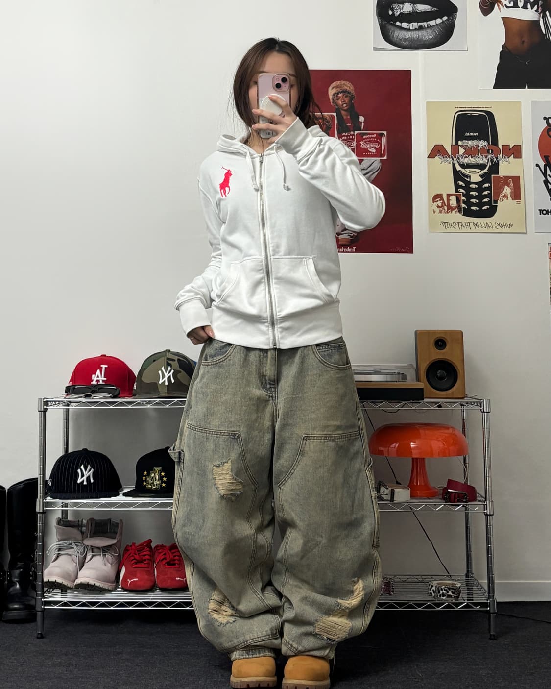 폴로 핑크 빅포니 로고 후드집업 상품이미지4