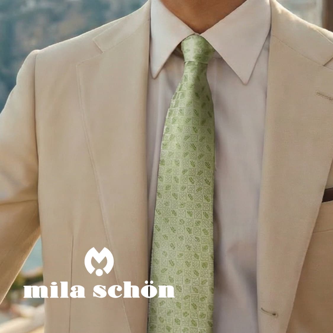 밀라숀 실크 그린 기하 패턴 넥타이 9cm A+등급 A19311
 상품이미지1