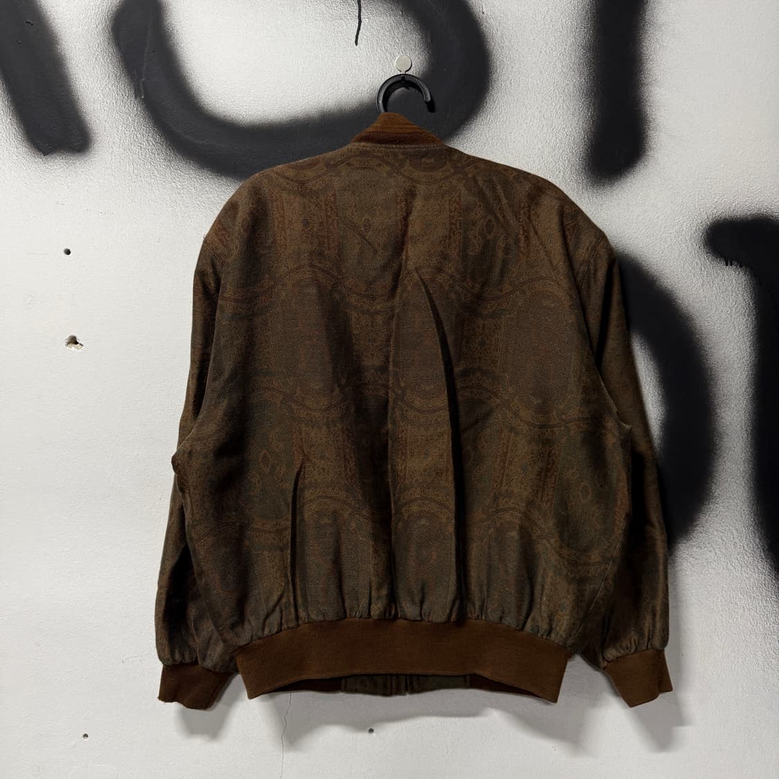 런던포그 에스닉 풀 패턴 브라운 블루종 봄버 자켓 상품이미지2