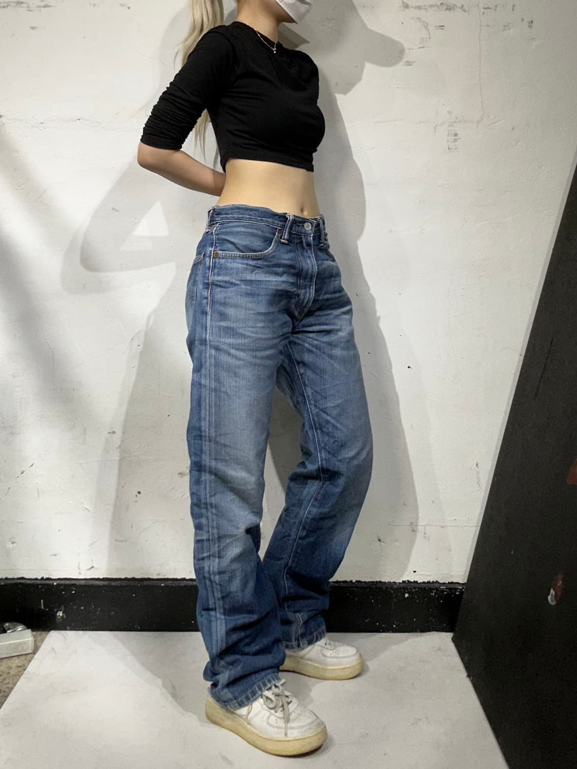 리바이스 중청 워싱 와이드 데님 팬츠 32 상품이미지1