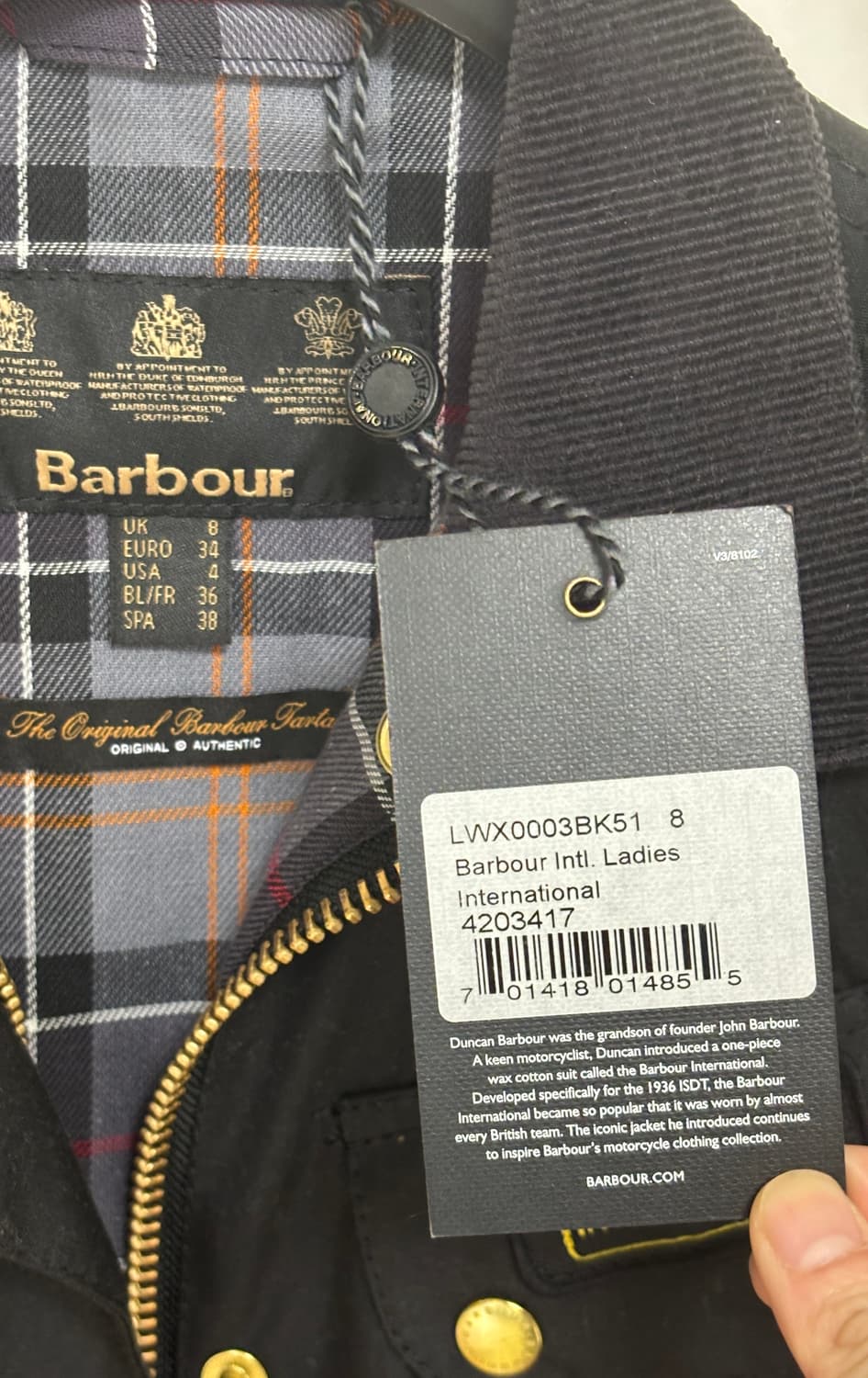 바버 인터네셔널 왁스 여성 자켓 블랙 상품이미지3