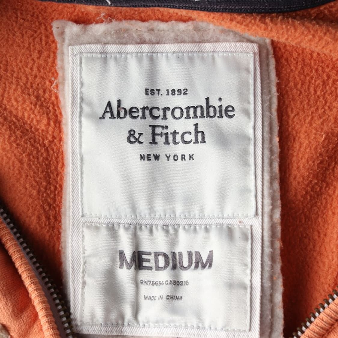 아베크롬비앤피치 빈티지 아치로고 기모 후드집업 오렌지 M 상품이미지6