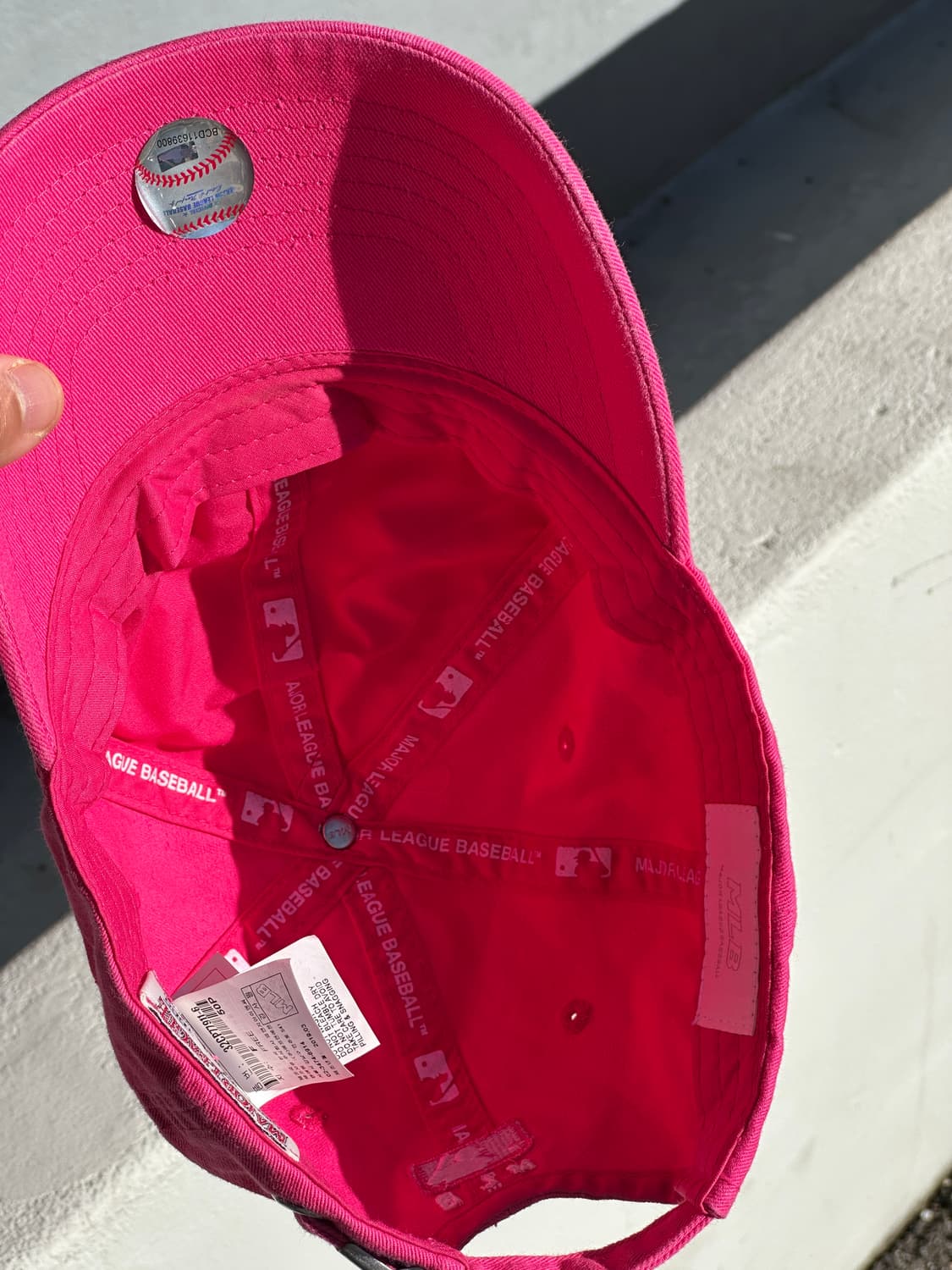 [F] MLB 엠엘비 양키스 로고 핫핑크 볼캡 모자 상품이미지5