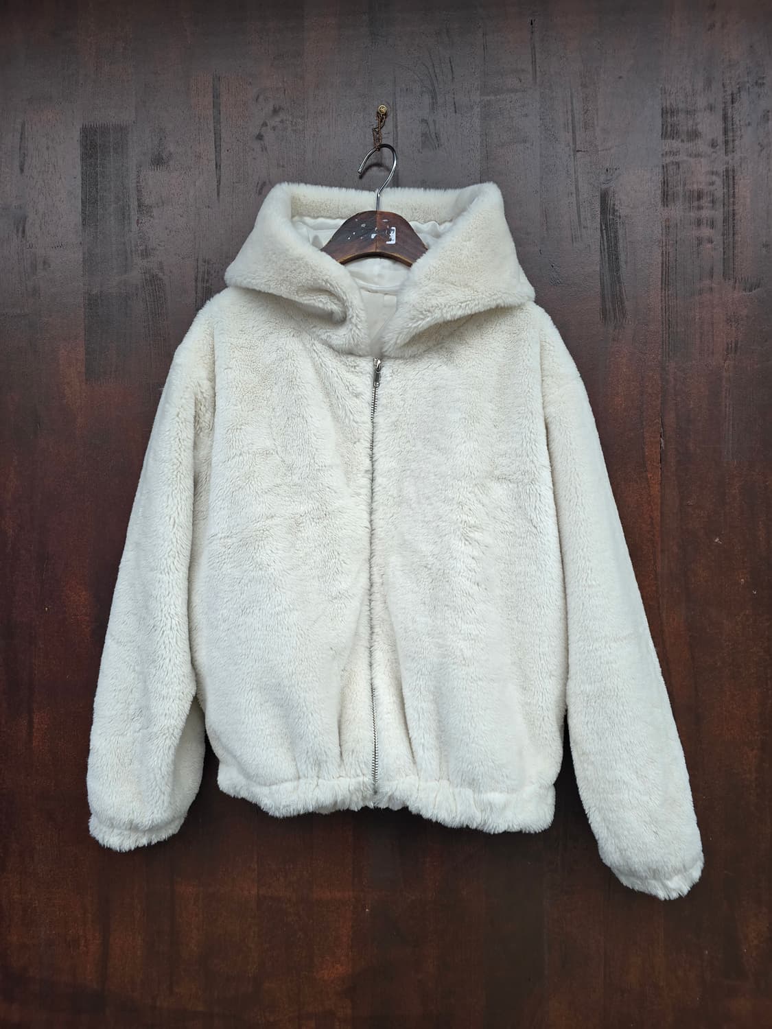 아이보리 퍼 후드 자켓 M 상품이미지1