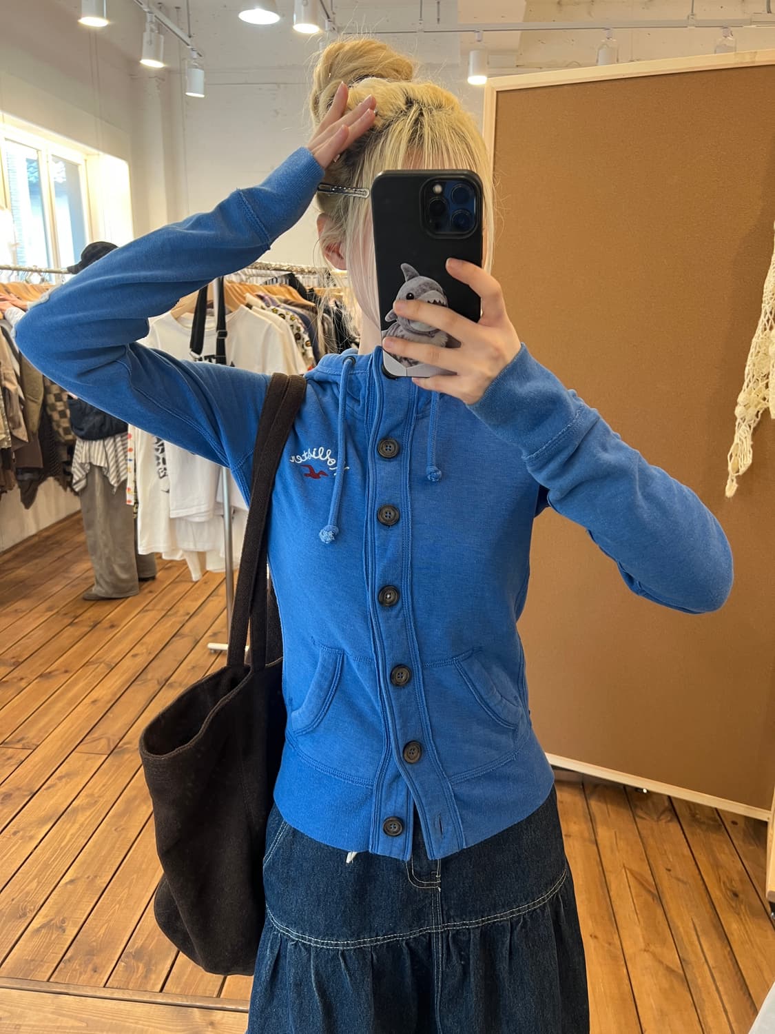 Hollister 블루 버튼 후드집업  상품이미지4