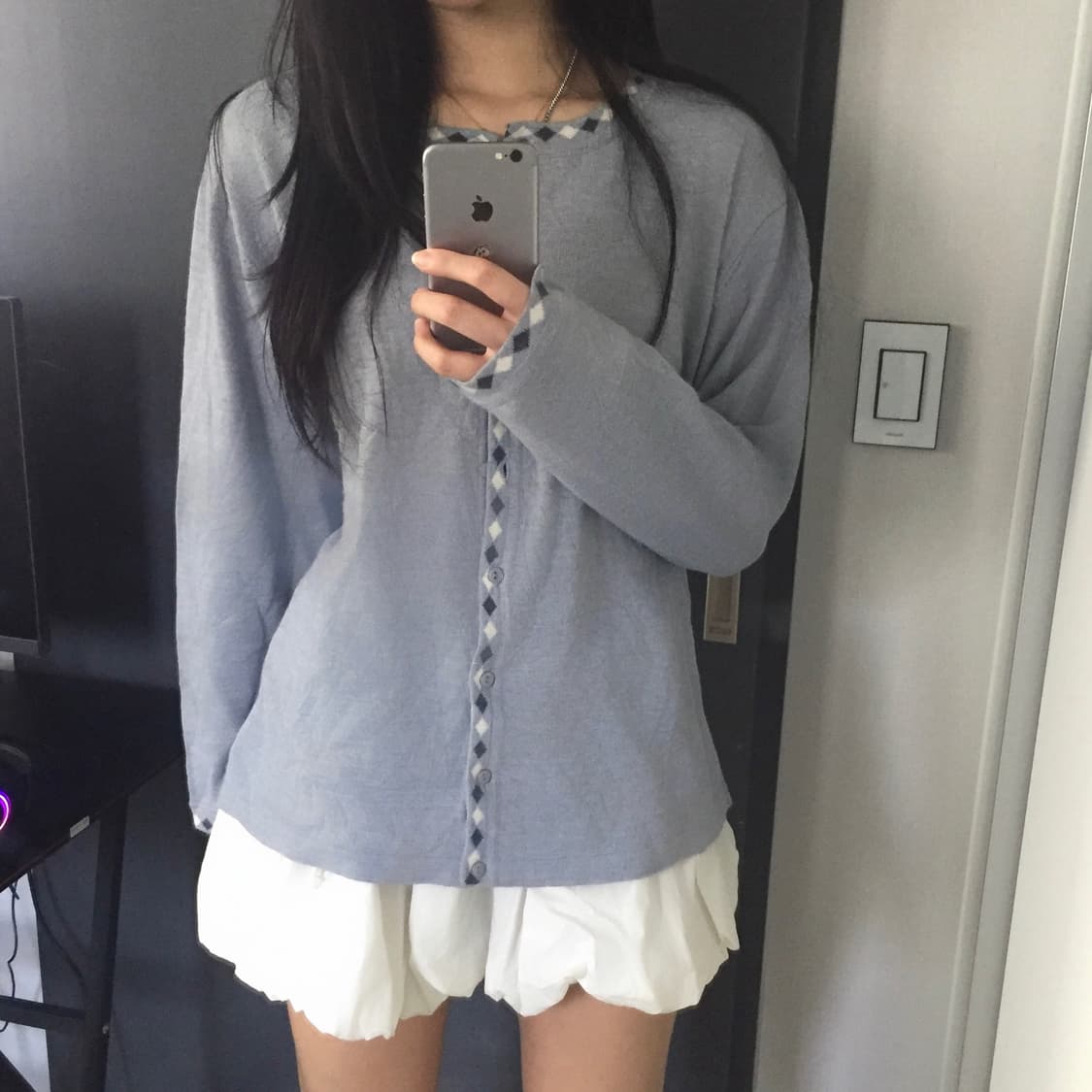 Rich noble 하구미 아가일 패턴 모리걸 가디건 상품이미지2