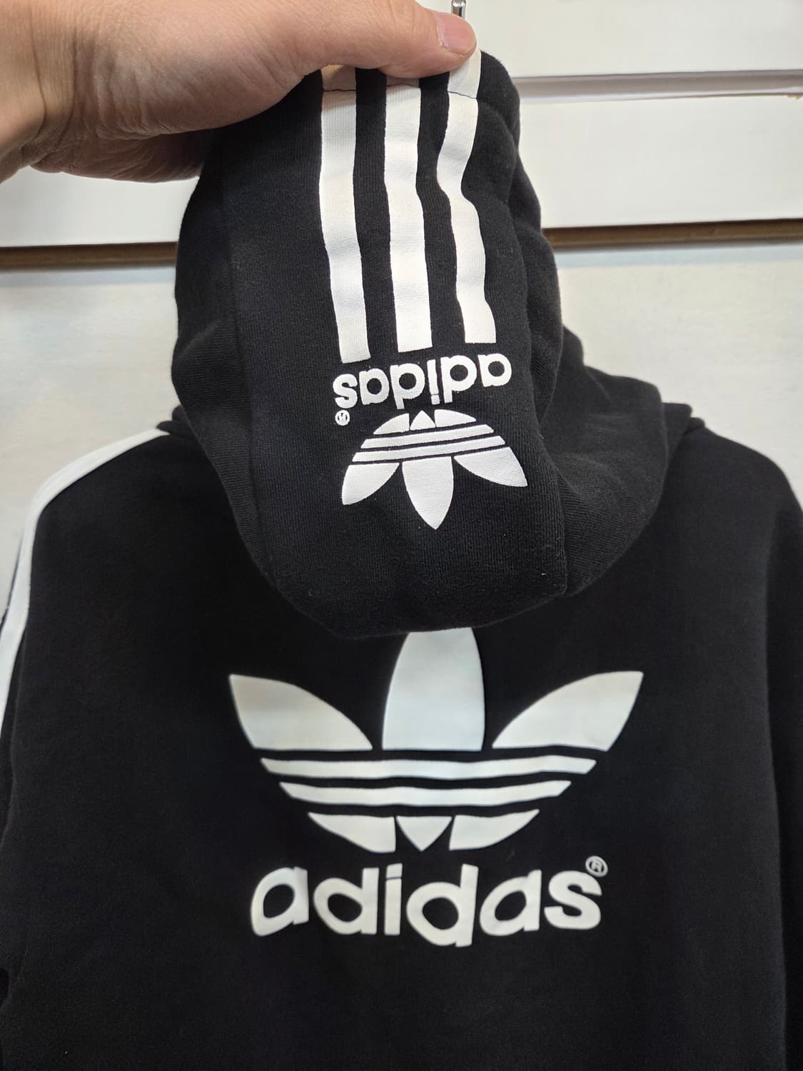 아디다스 올드스쿨 빅트레포일 삼선 기모 후드집업 대략 L 오버핏 상품이미지3