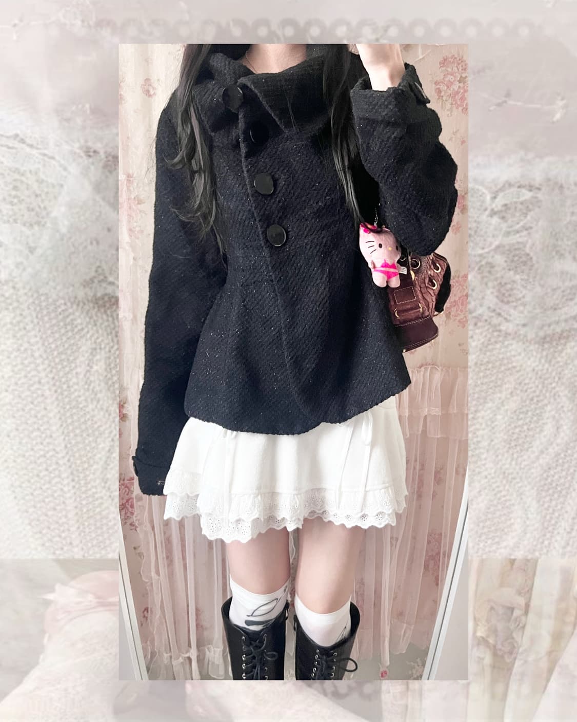 LODISPOTTO black glitter short coat 상품이미지3