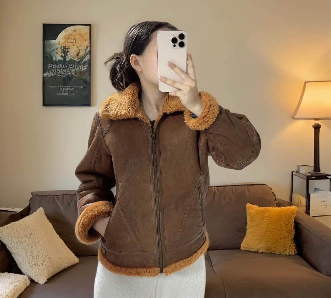 빈티지 양가죽 메리노 양털 코트 무스탕 상품이미지1