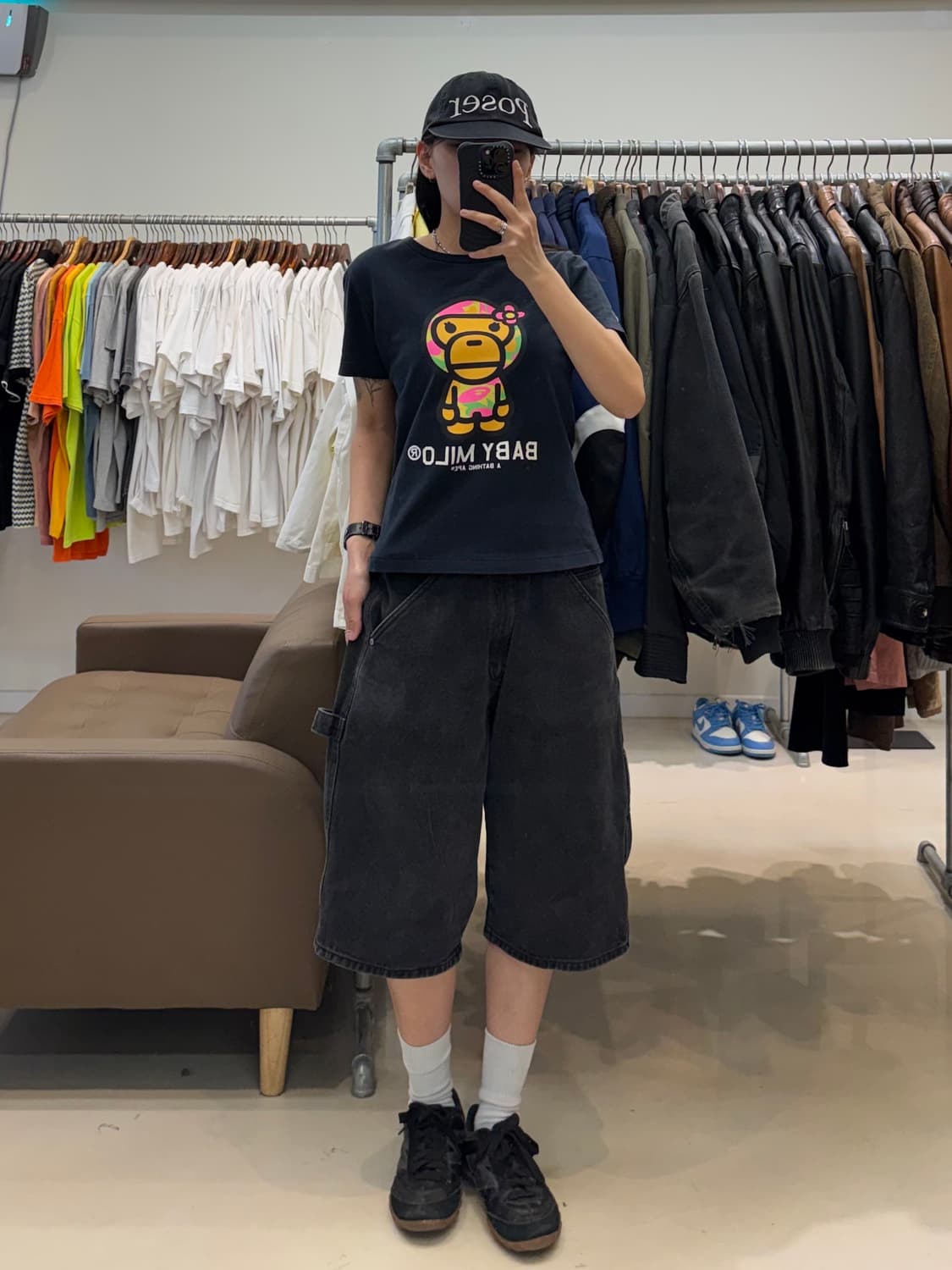 베이프 베이비 마일로 티셔츠 블랙 상품이미지7