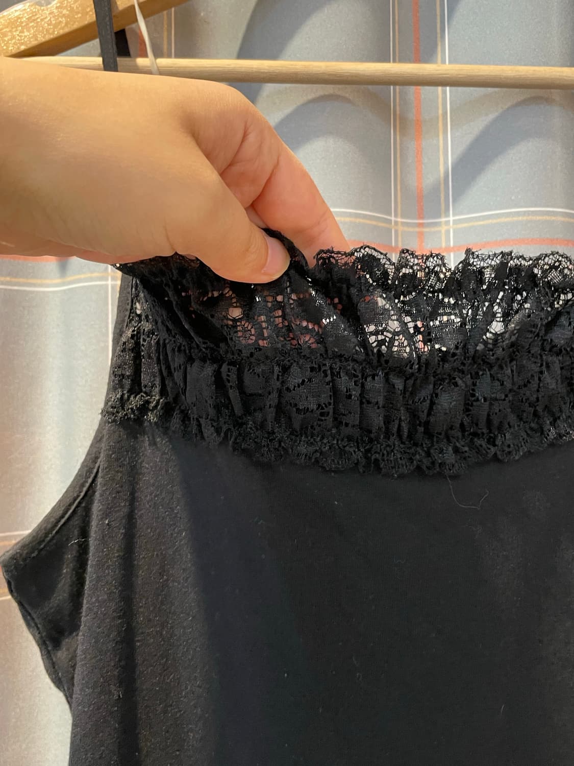 일본빈티지 블랙 레이스나시 상품이미지3