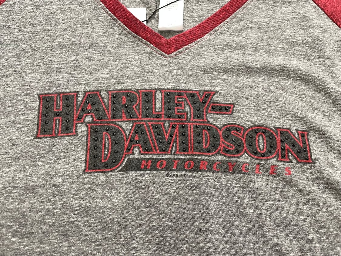 (L) Harley Davidson 할리 브이넥 7부 나그랑 큐빅 반팔티 상품이미지9