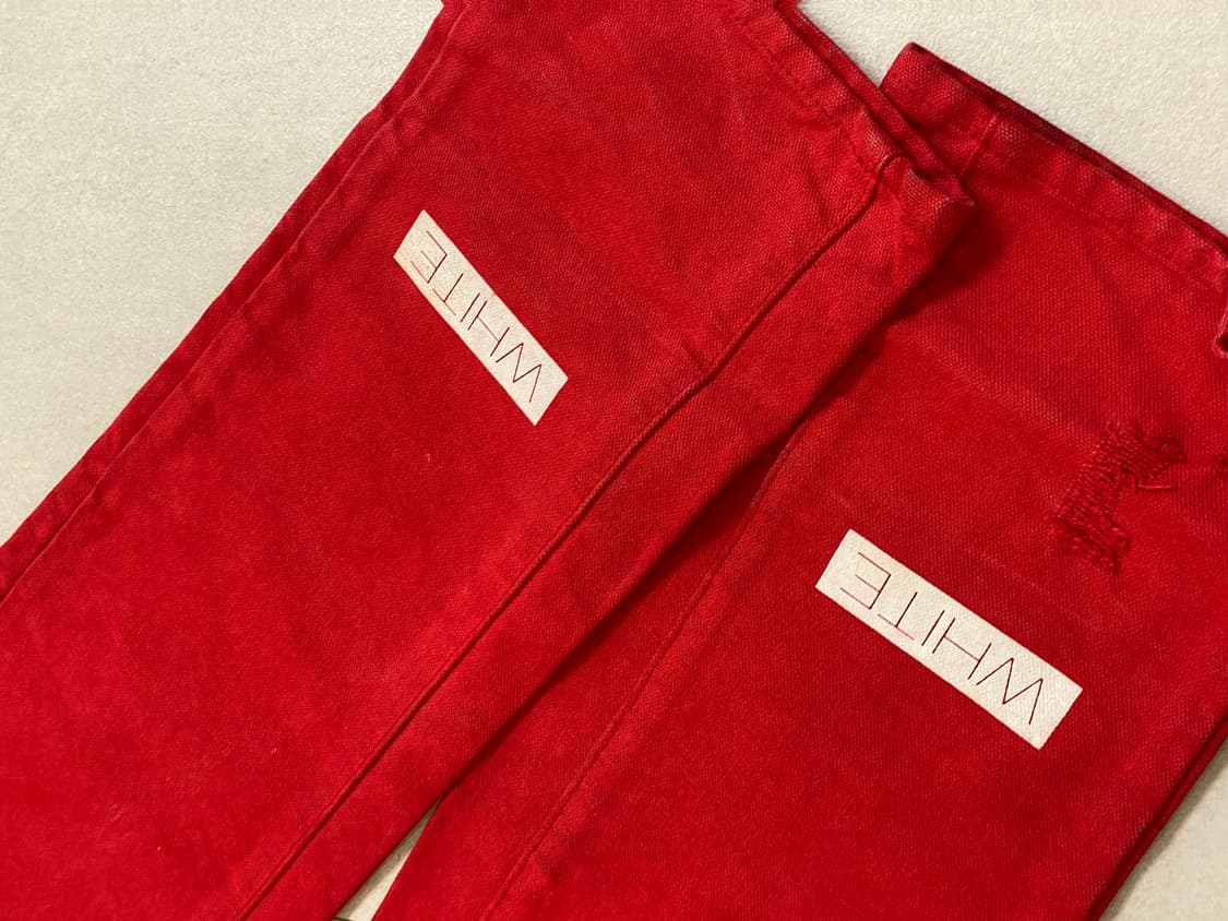 오프화이트(Off-White) 로고 프린티드 레드 데님 진 상품이미지3