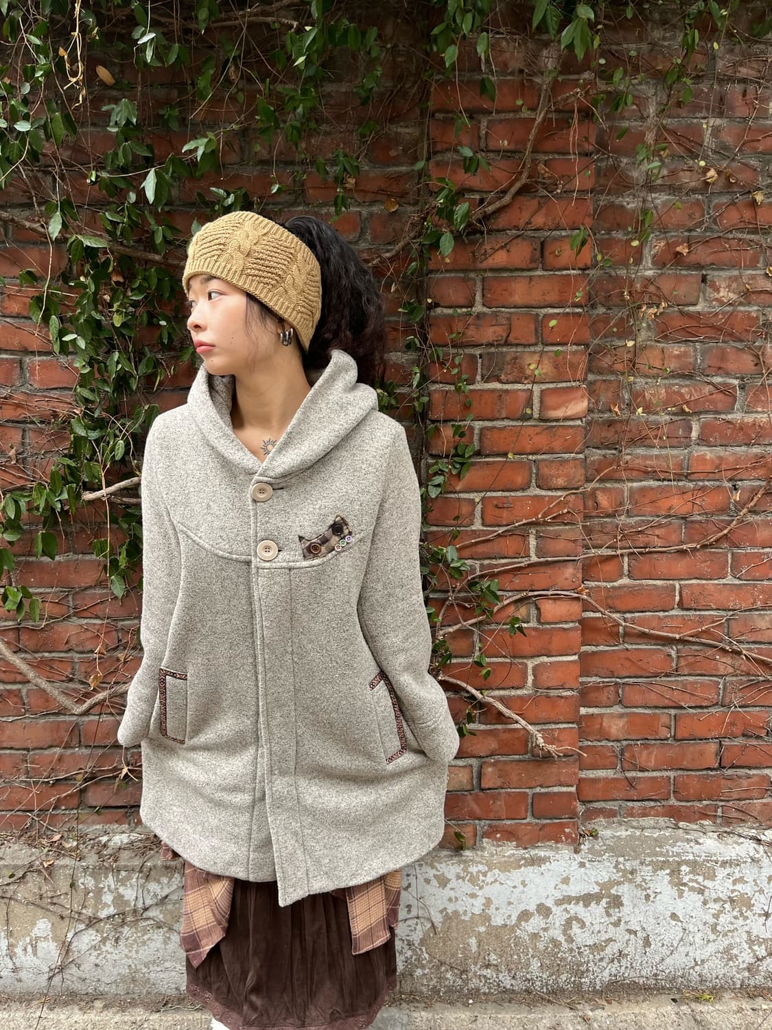 티티카카 고양이패치 후드 코트 상품이미지2