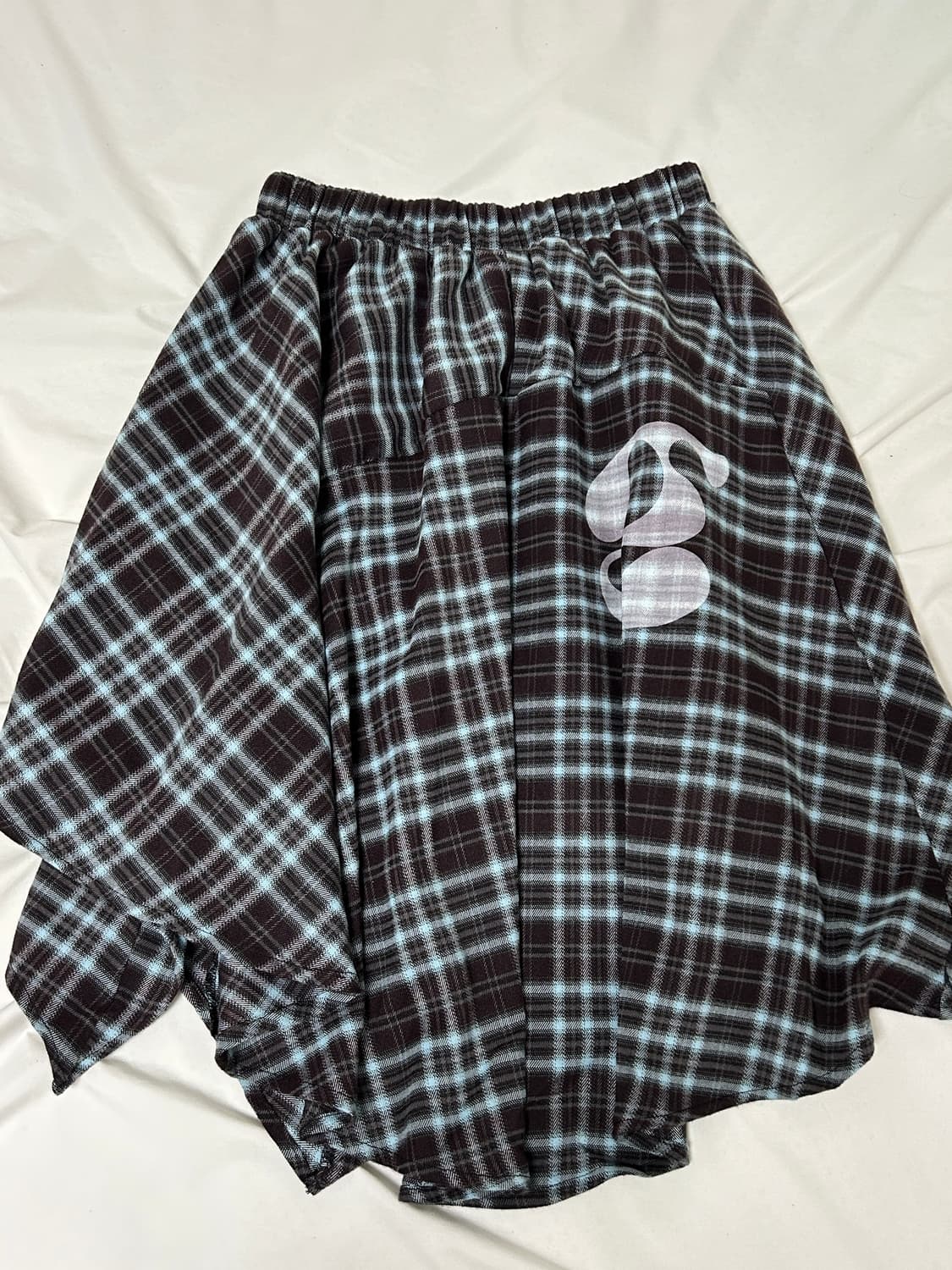 썸플레이스 체크 언발란스 랩 밴딩 미디스커트 상품이미지5