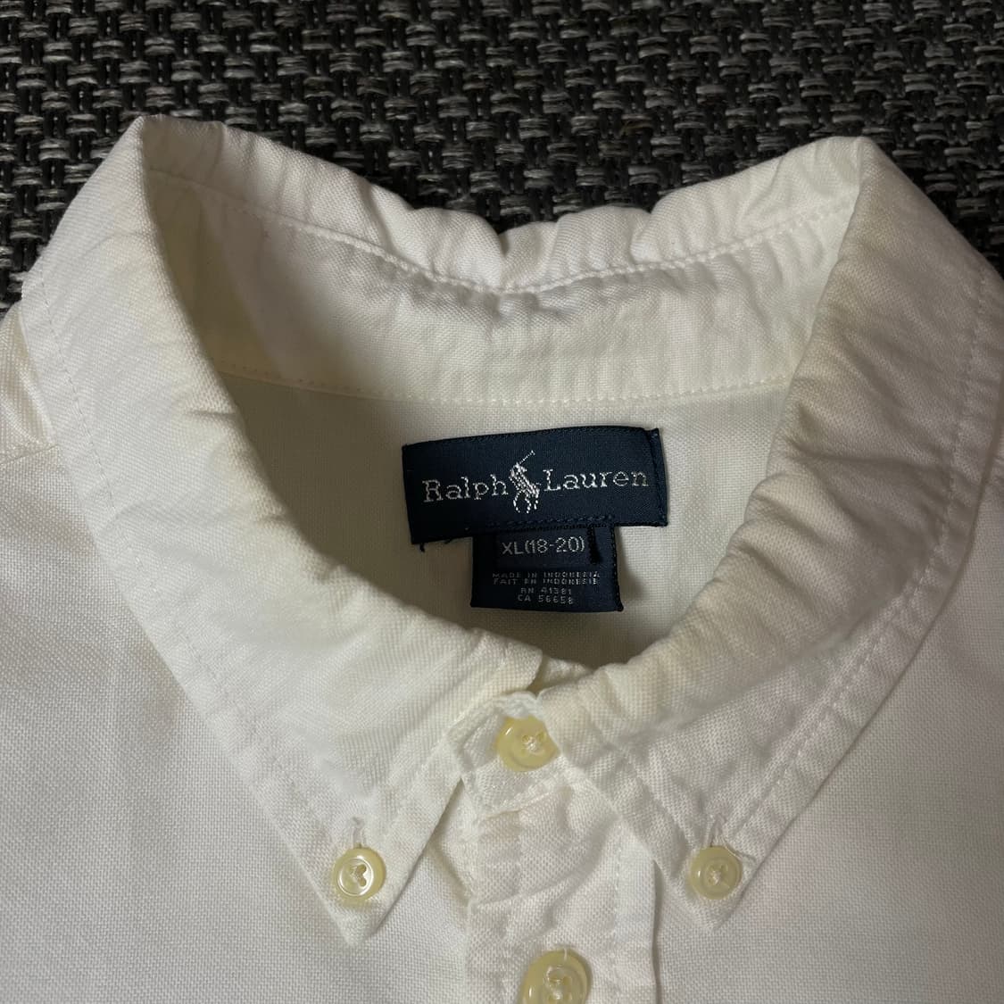 폴로 랄프로렌 화이트 빅포니 긴팔 셔츠 XL(18-20) 상품이미지4