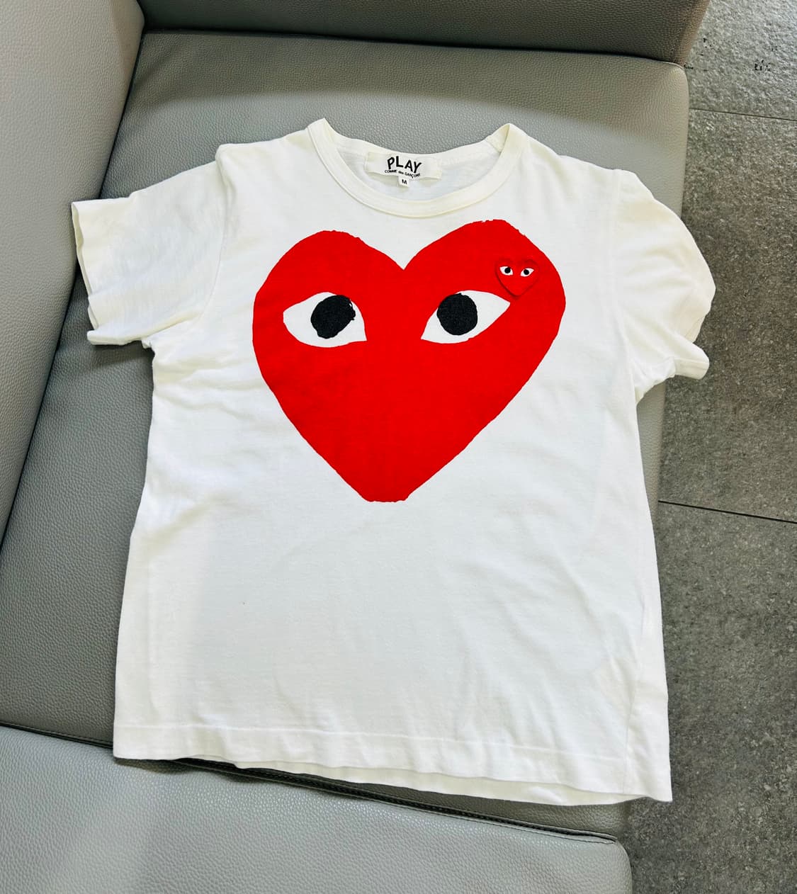 꼼데가르송 더블하트 와펜 여성 반팔티(M) 상품이미지2