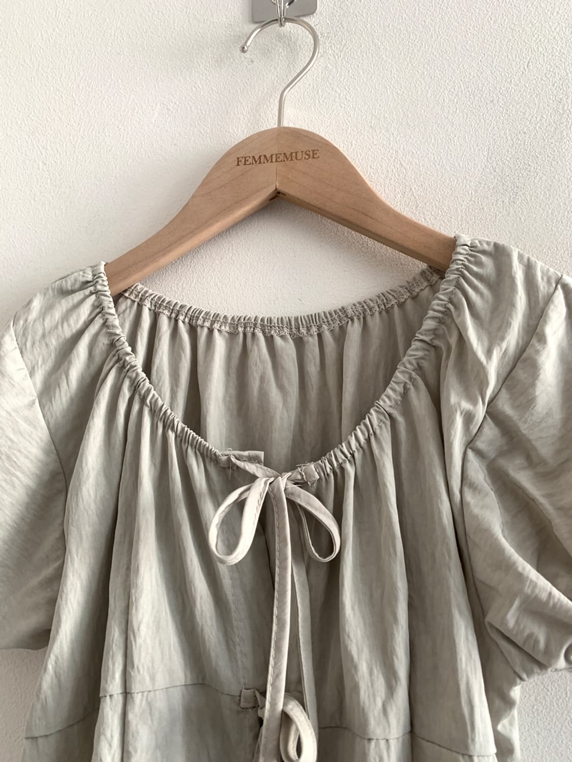 3ribbon puff blouse(khaki) 상품이미지2
