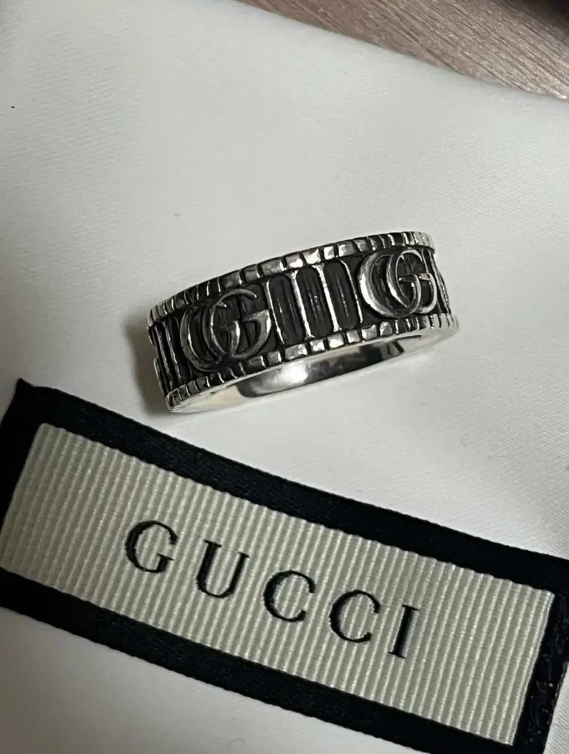 구찌 [GG 마몽] 더블 G 디테일의 실버 반지 20호 상품이미지2