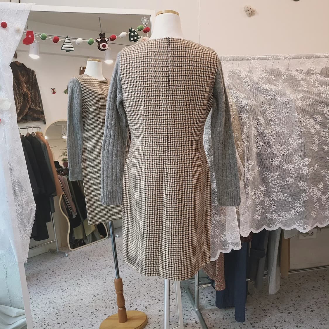 Hacy club 하운드투스체크 모직 원피스 상품이미지9