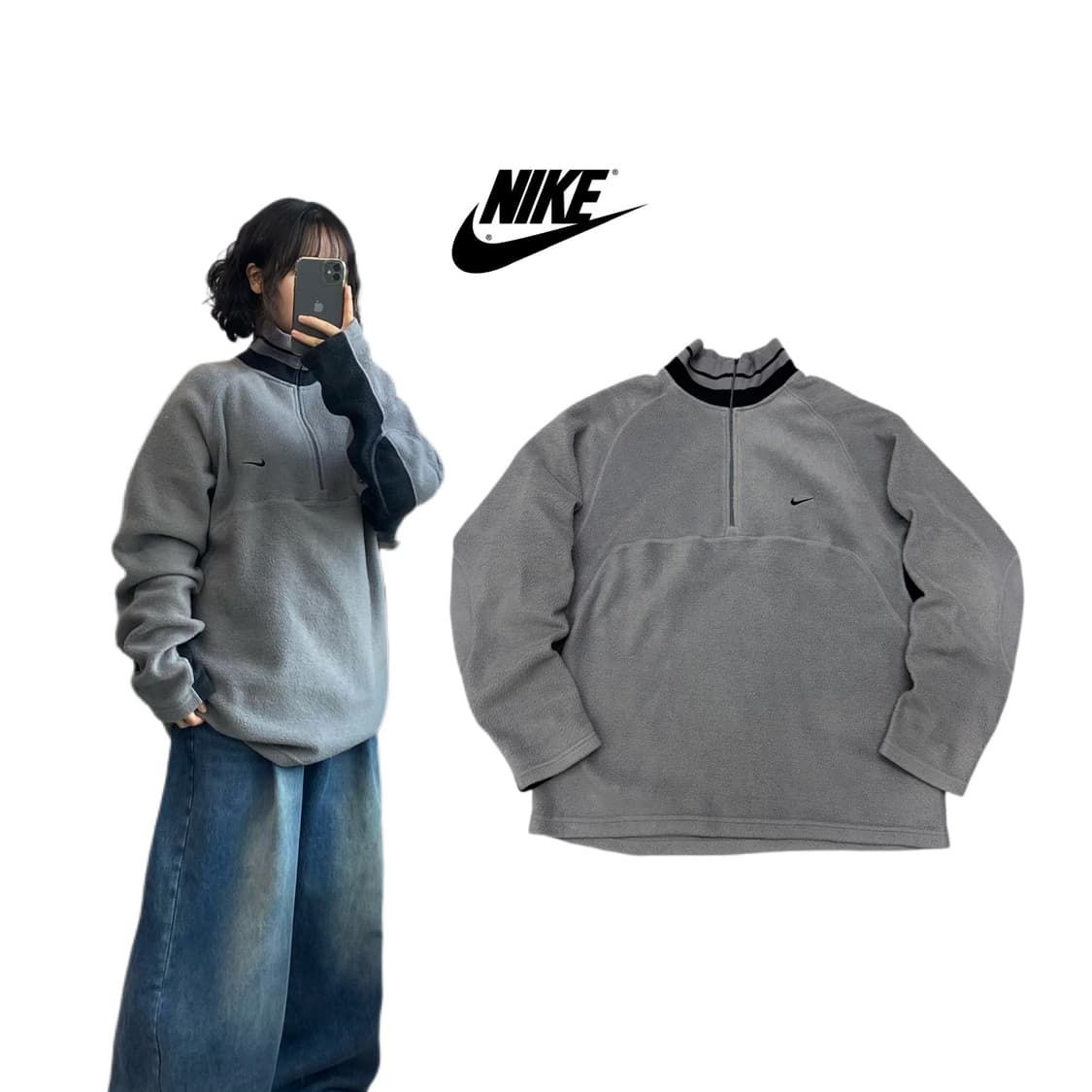 나이키 00s 스우시 플리스 올드스쿨 아노락 자켓 상품이미지1