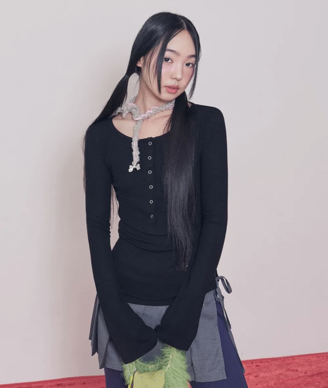 Fakiii Button Bell Line Knit_Black 상품이미지2