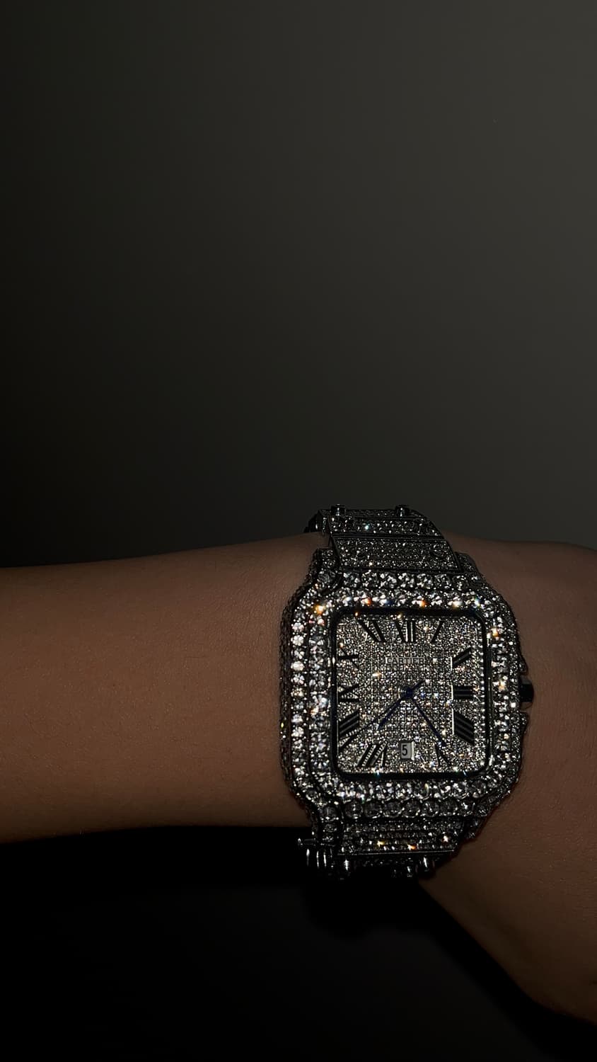 정가200 판매 iced Cartier santos 풀 모사나이트 시계 상품이미지1