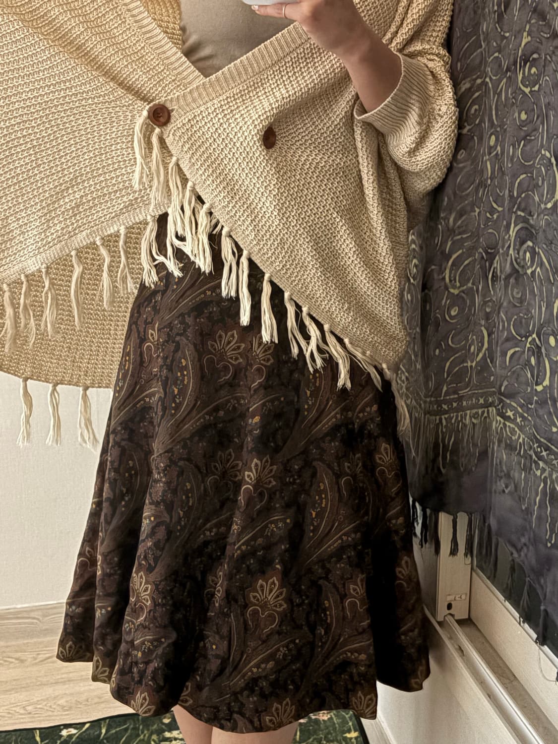 빈티지 모리 미디 패턴 스커트 상품이미지3