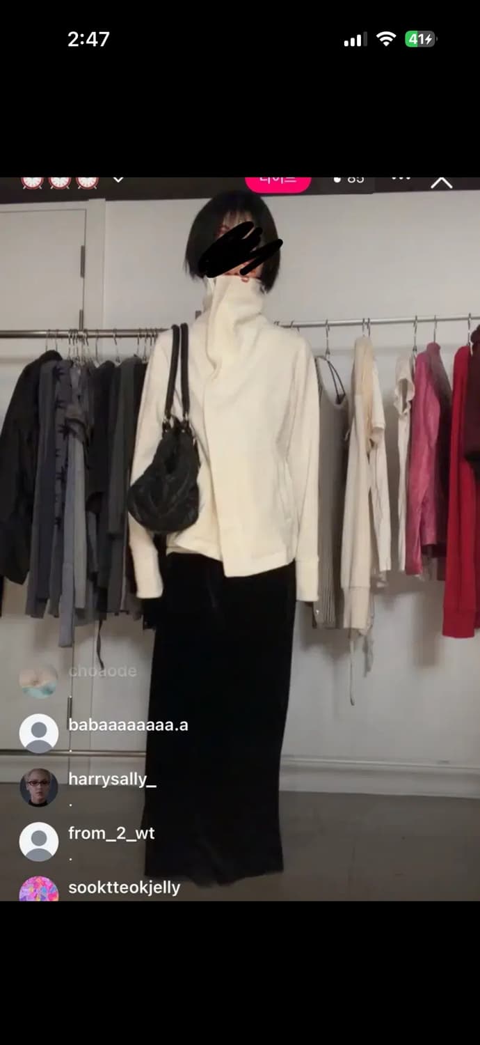 Ayadz 빈티지 아이보리 하이넥 언발 집업 아카이브 파우닝 상품이미지4