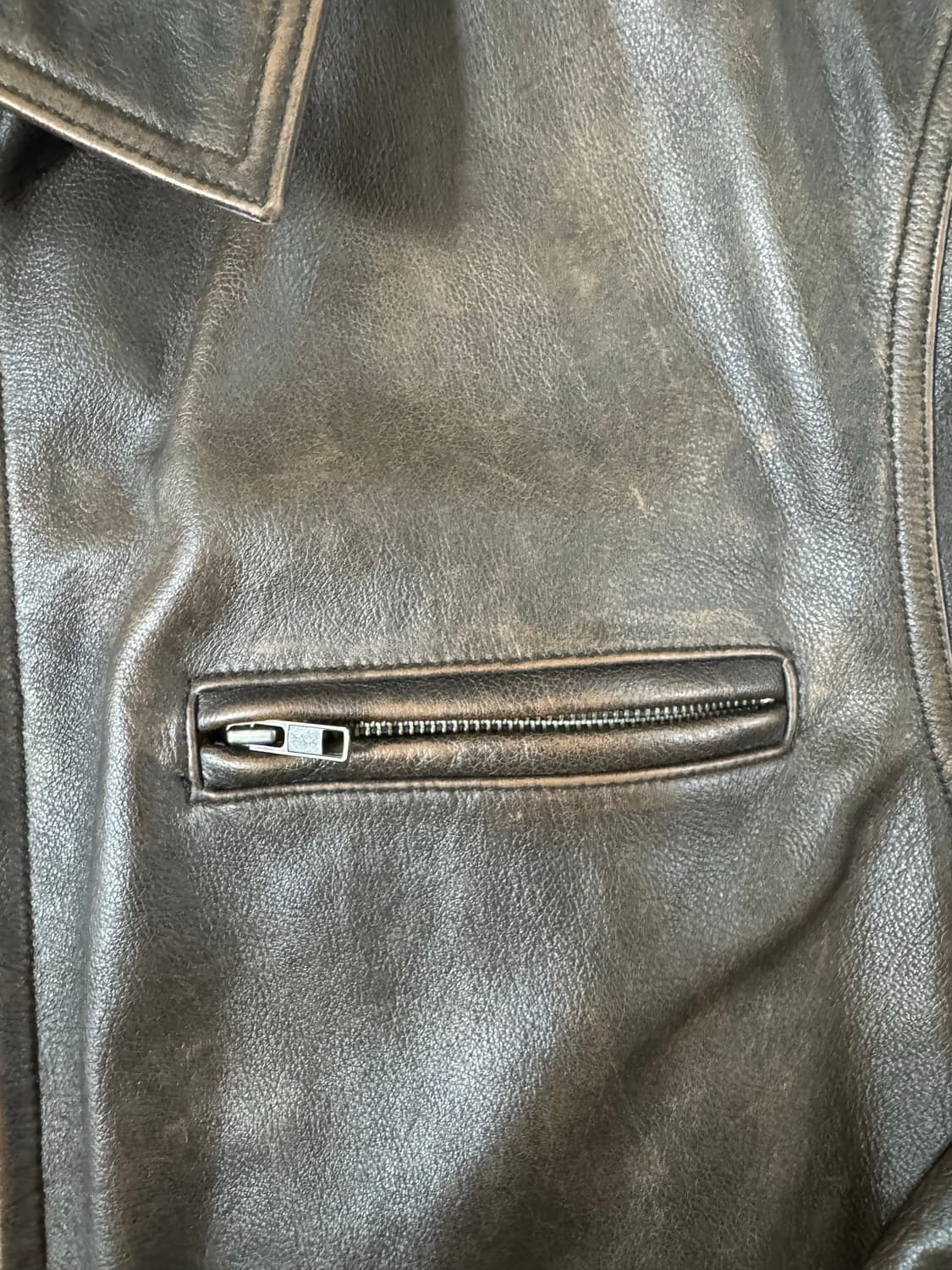 L 아메리칸이글 스포츠 브라운 레더 자켓 /뉴스보이맛 더블알엘 상품이미지2