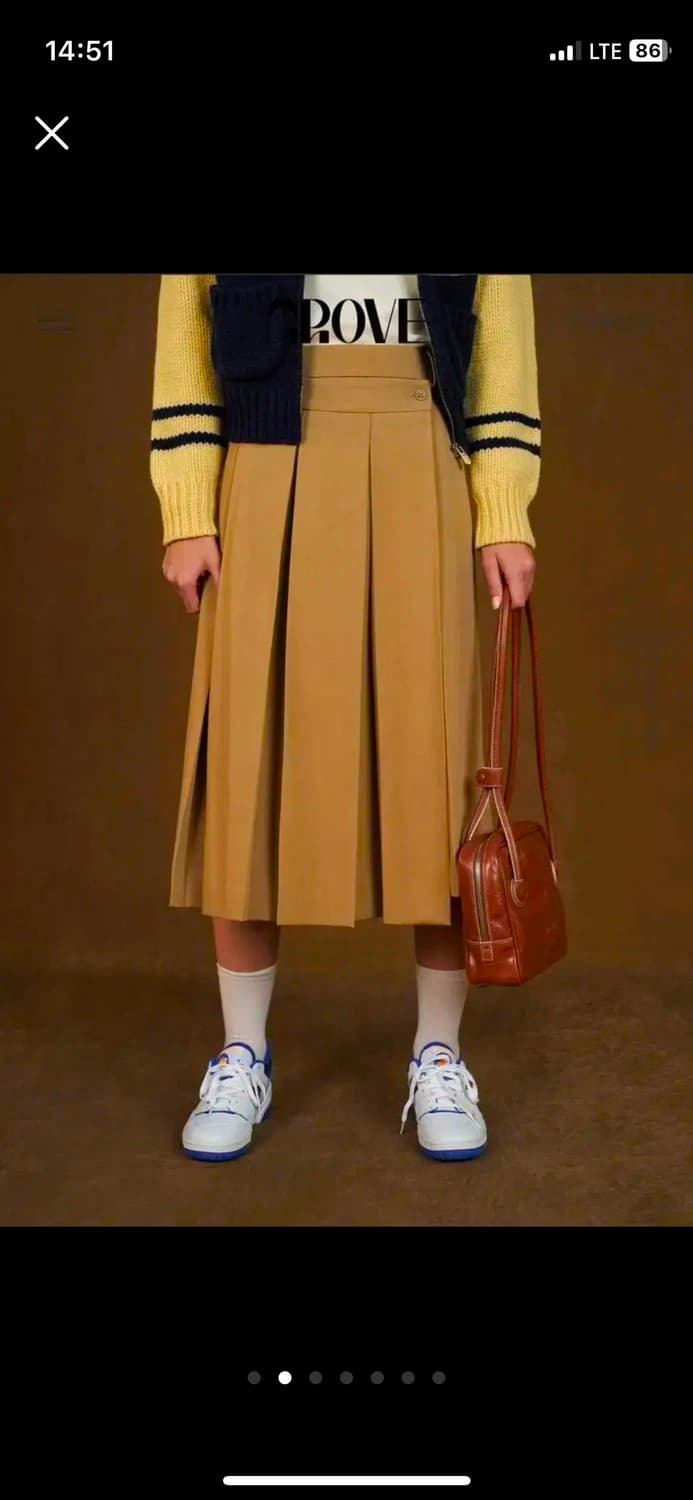그로브 플리츠 스커트 치마 S 베이지 상품이미지2