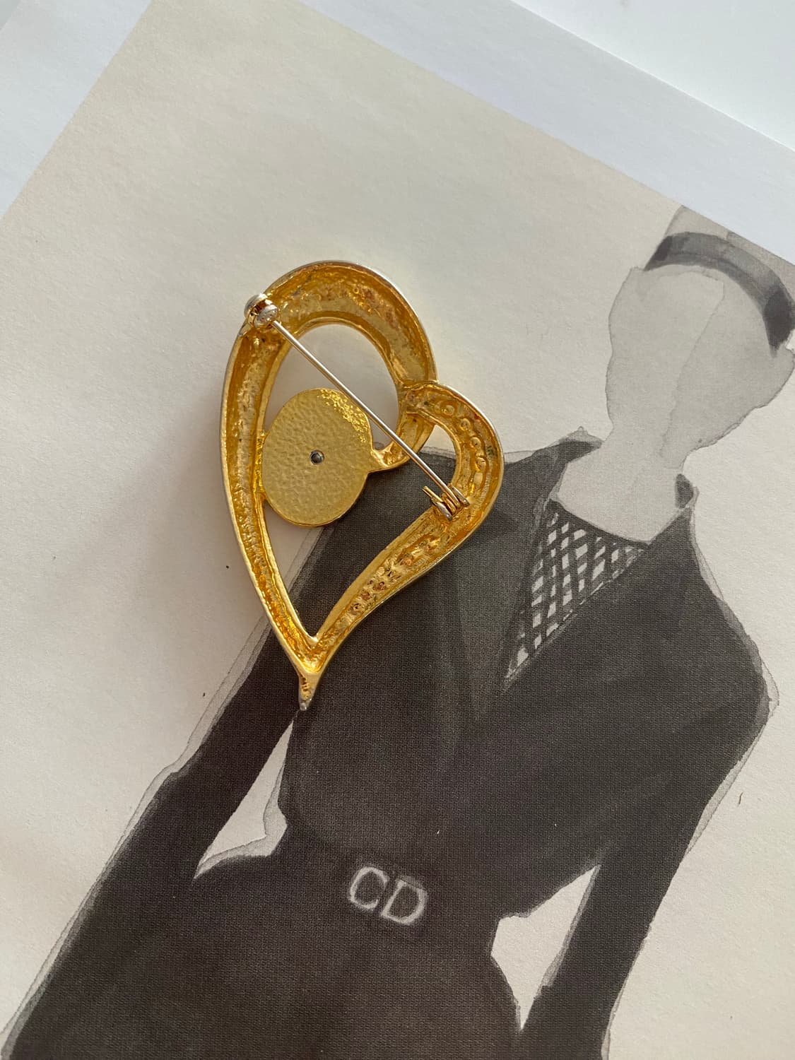 빈티지 하트 스톤 브로치 상품이미지3