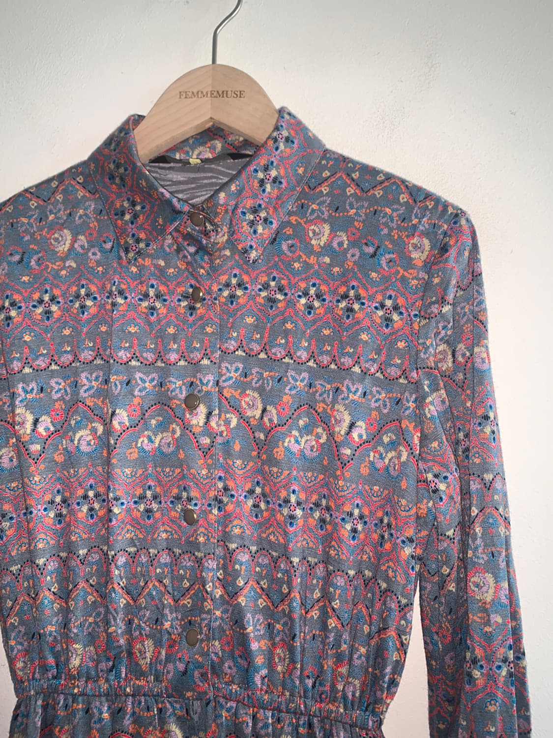 Vintage gold button shirts dress 상품이미지3