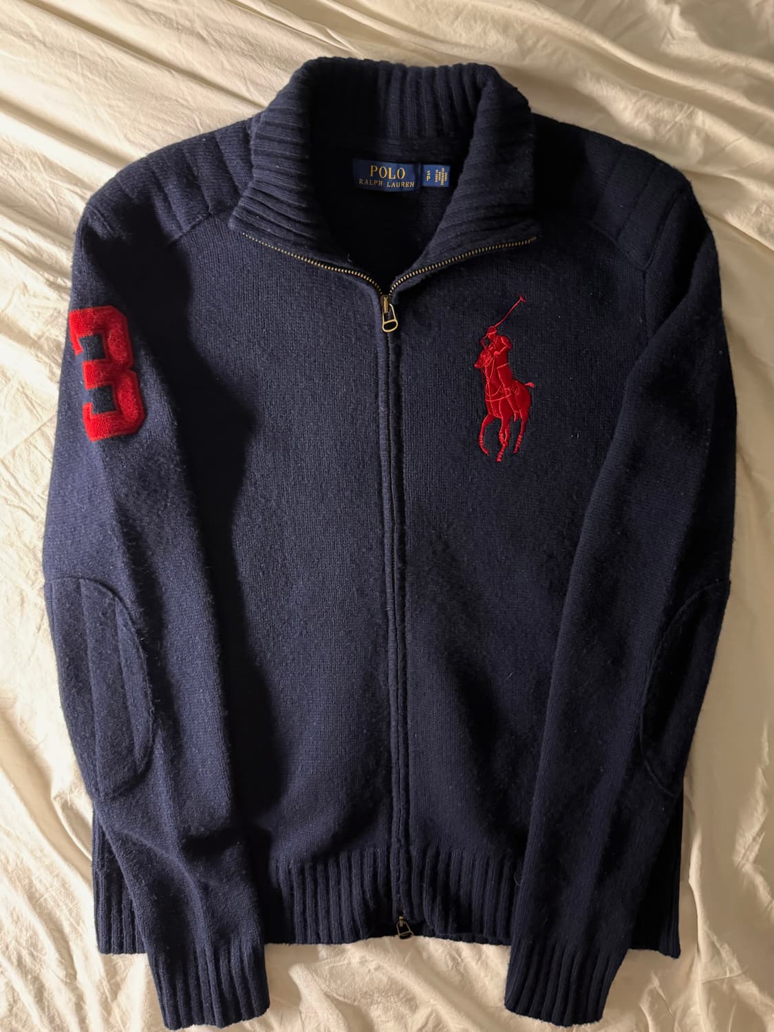 폴로 빅포니 니트 집업 네이비 상품이미지3