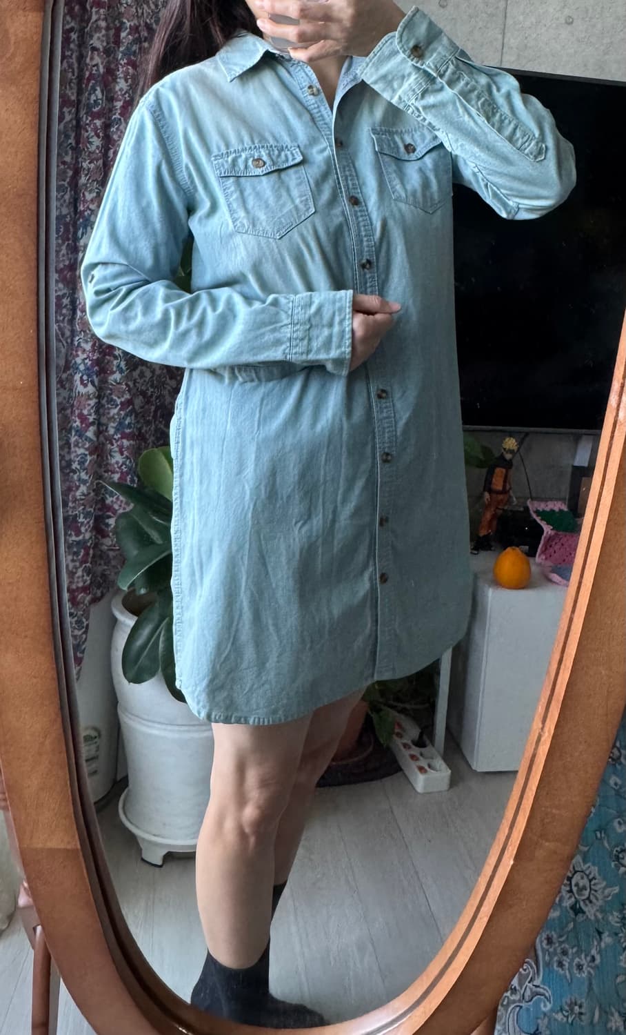 후아유 연청 셔츠 원피스 예뻐요M 상품이미지3