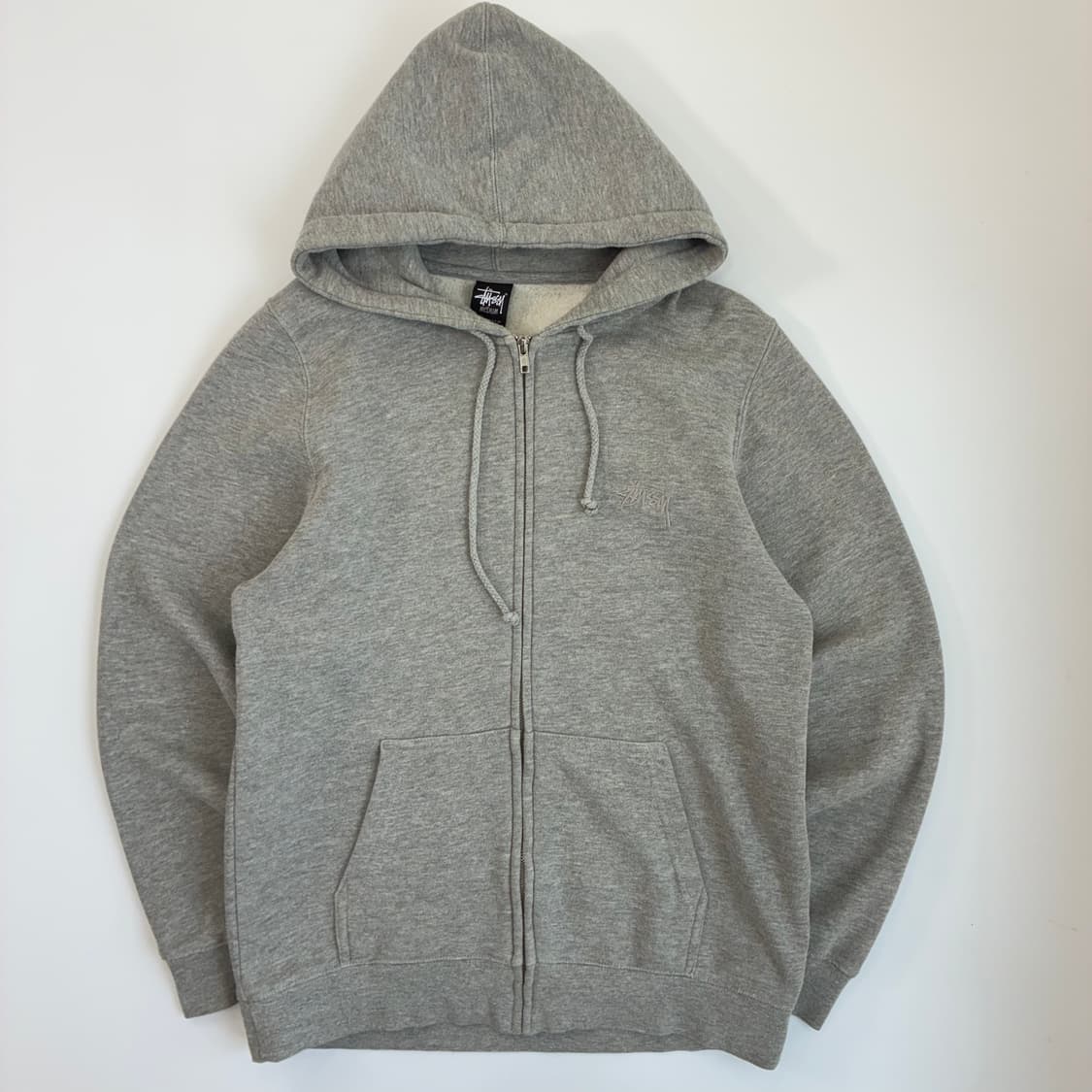 Stussy 스투시00‘s 멜란지 그레이 빅스탁 자수 후드 집업 상품이미지3