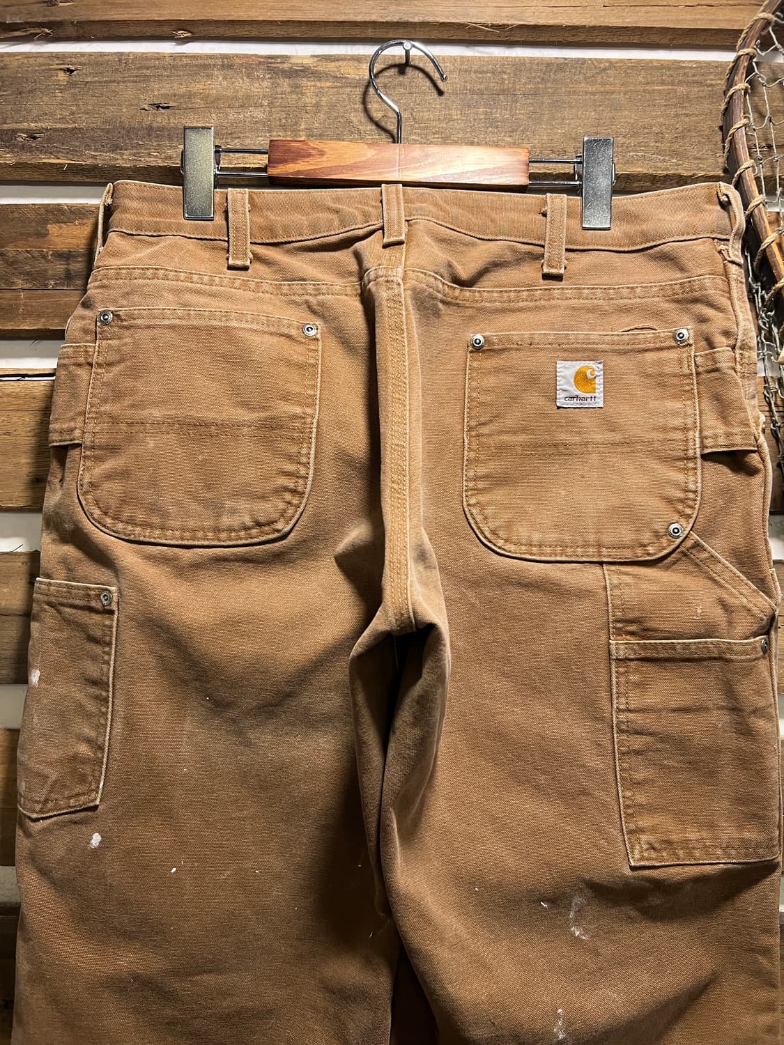 [34]칼하트 USA 빈티지 데미지드 페인팅 브라운 더블니 워크 팬츠 상품이미지8