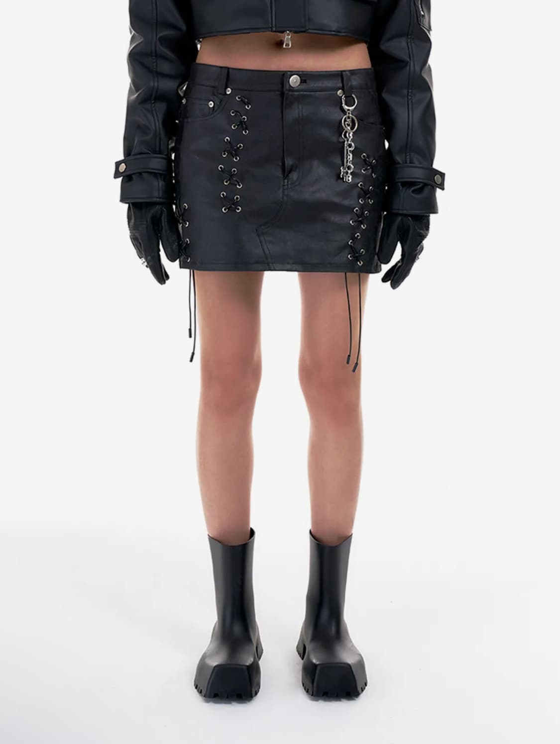 LEEY YEEL 레더 가죽 미니 스커트 M 상품이미지3