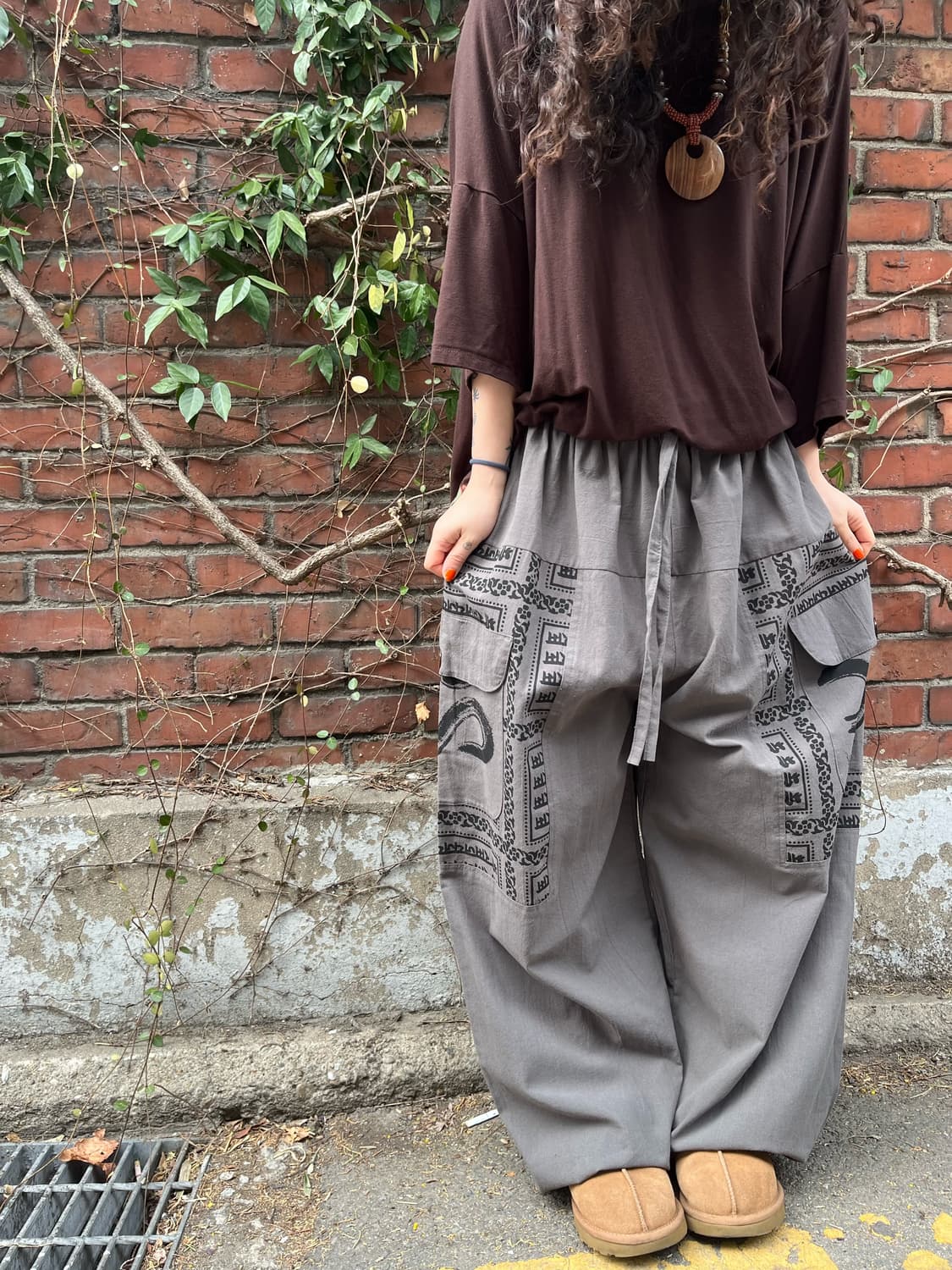 히피 문양 와이드 벌룬 팬츠 상품이미지1