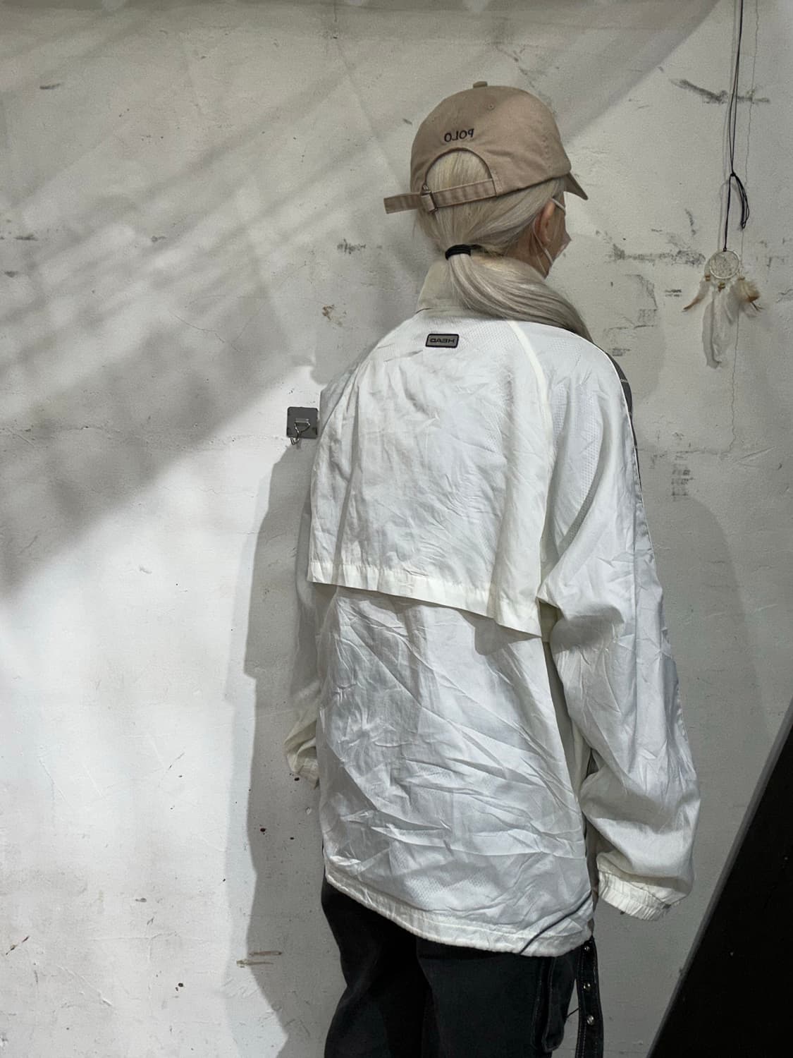 헤드 화이트 블랙 사이드 라인 바람막이 오버핏 올드스쿨 트랙 자켓 L 상품이미지3