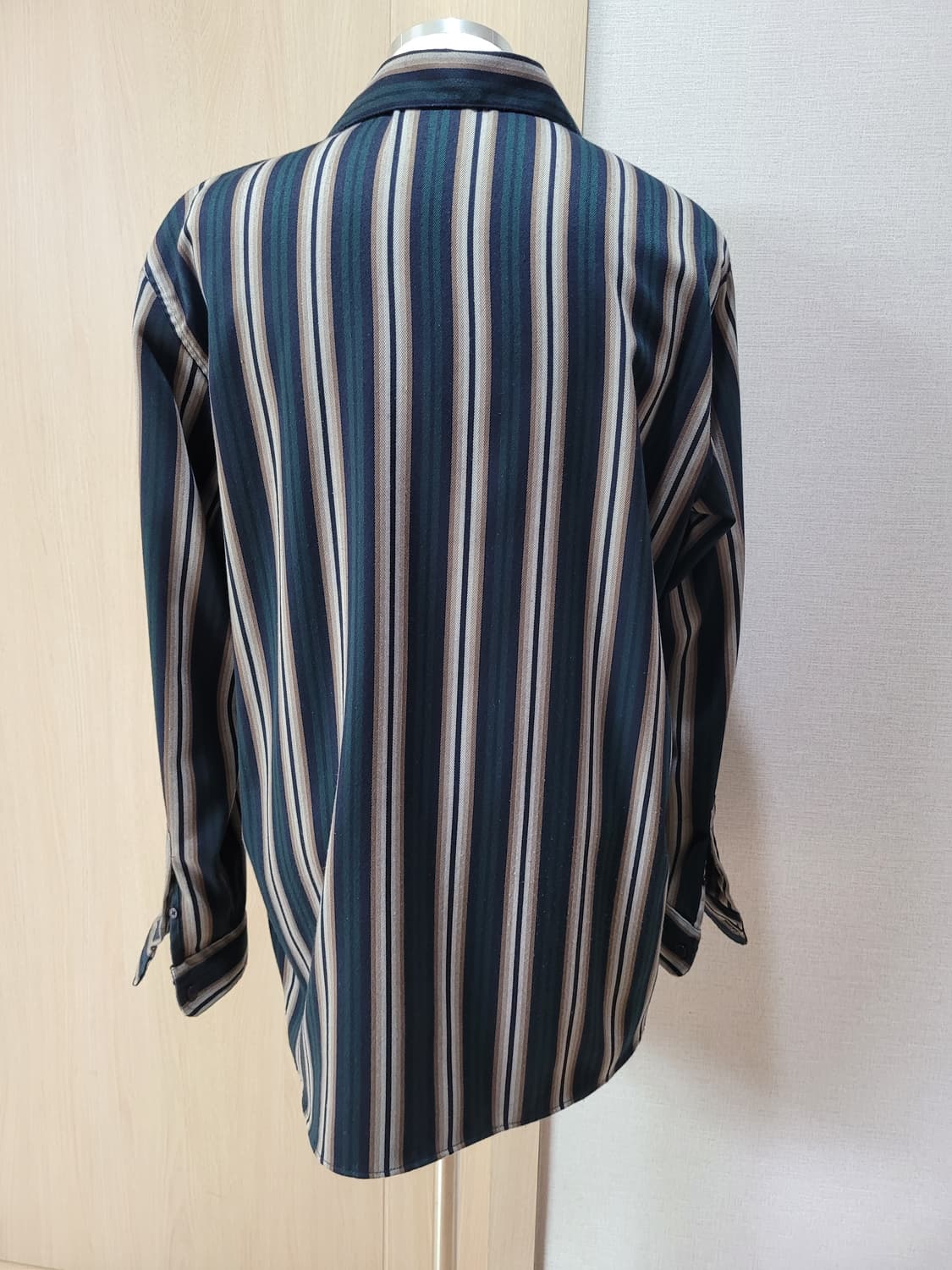 TMRW 남자 오픈카라 스트라이프 셔츠 110 그린 상품이미지6