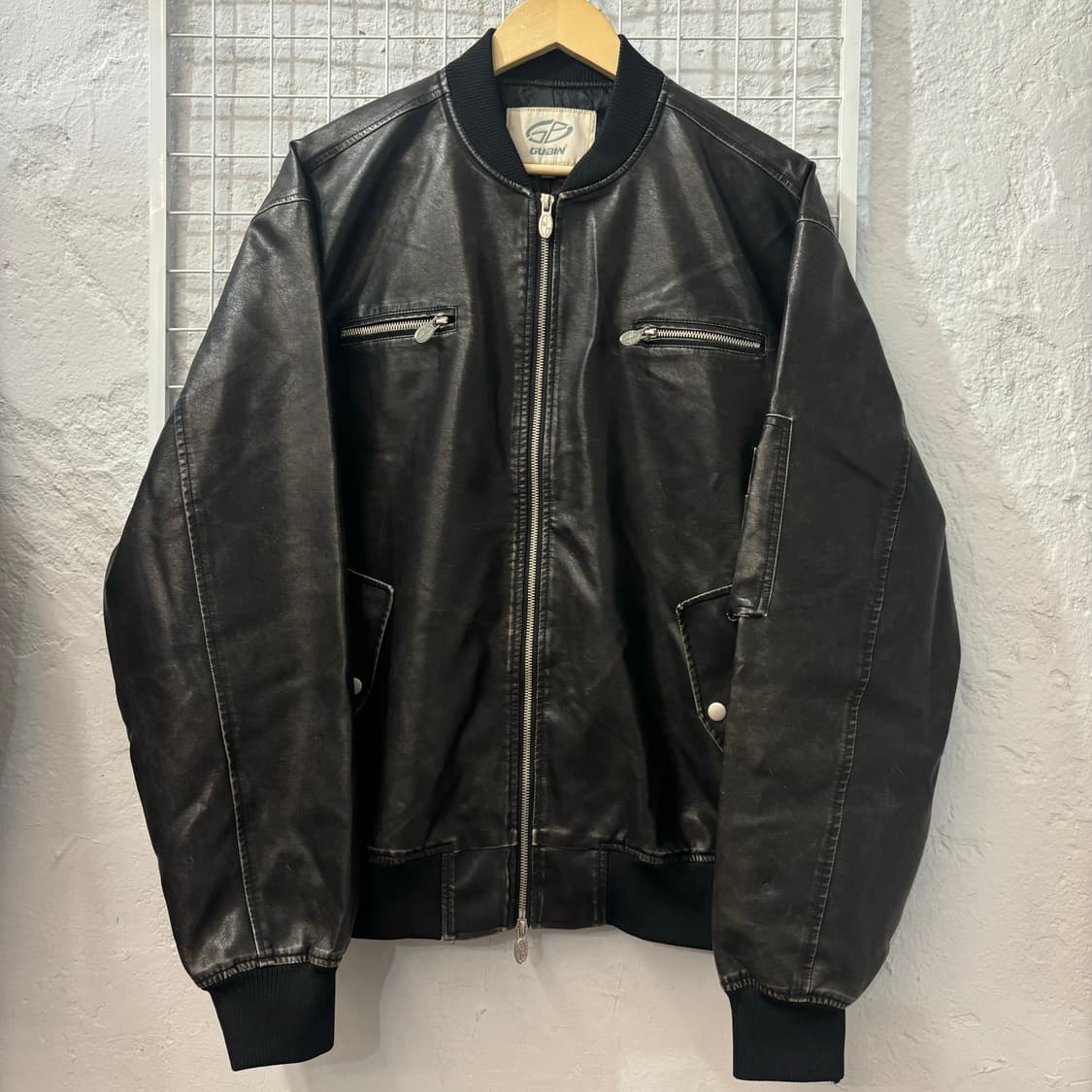 VTG 구빈 블랙 비건 레더 자켓 L 상품이미지1