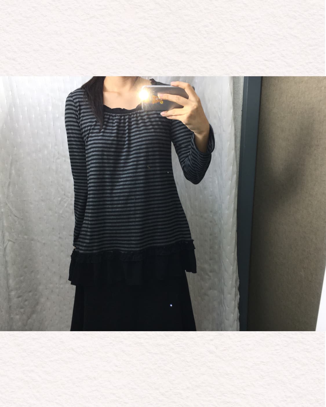 스트라이프 프릴 긴소매 티셔츠 상품이미지2