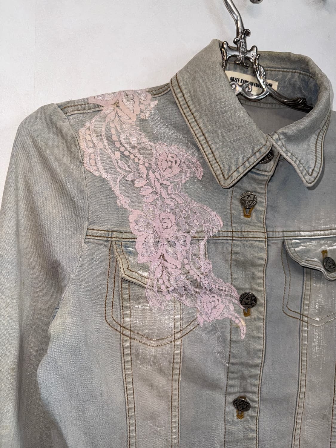 Obzee fairy flower lace denim jacket 상품이미지4