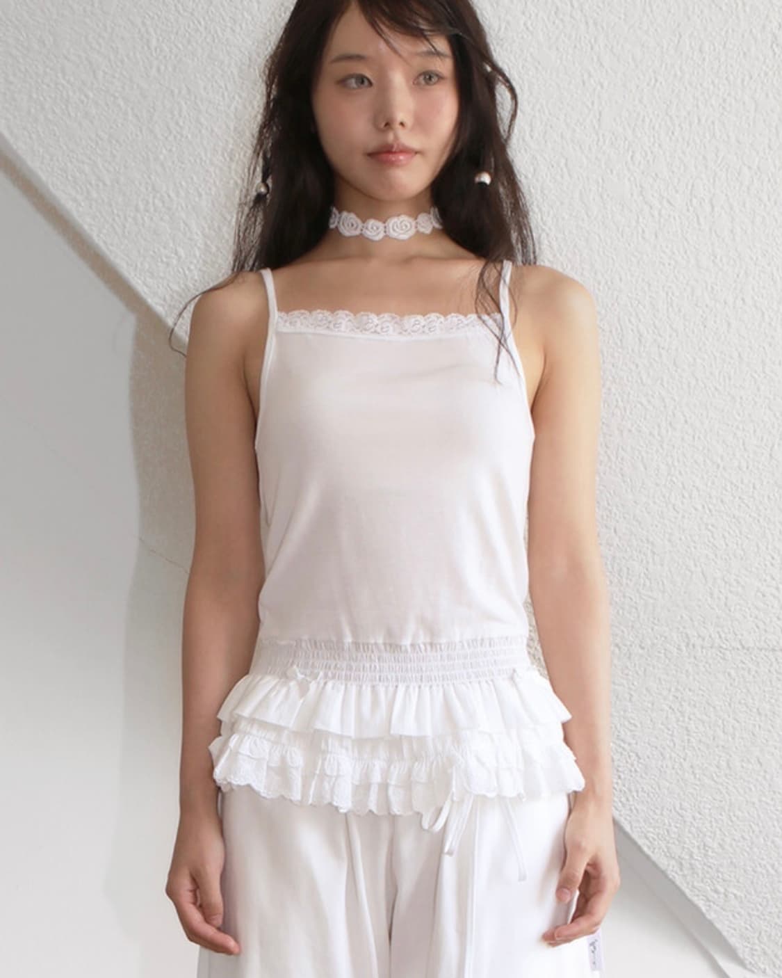 노피셜노피스 LACE CANCAN SLEEVELESS TOP IVORY 상품이미지2