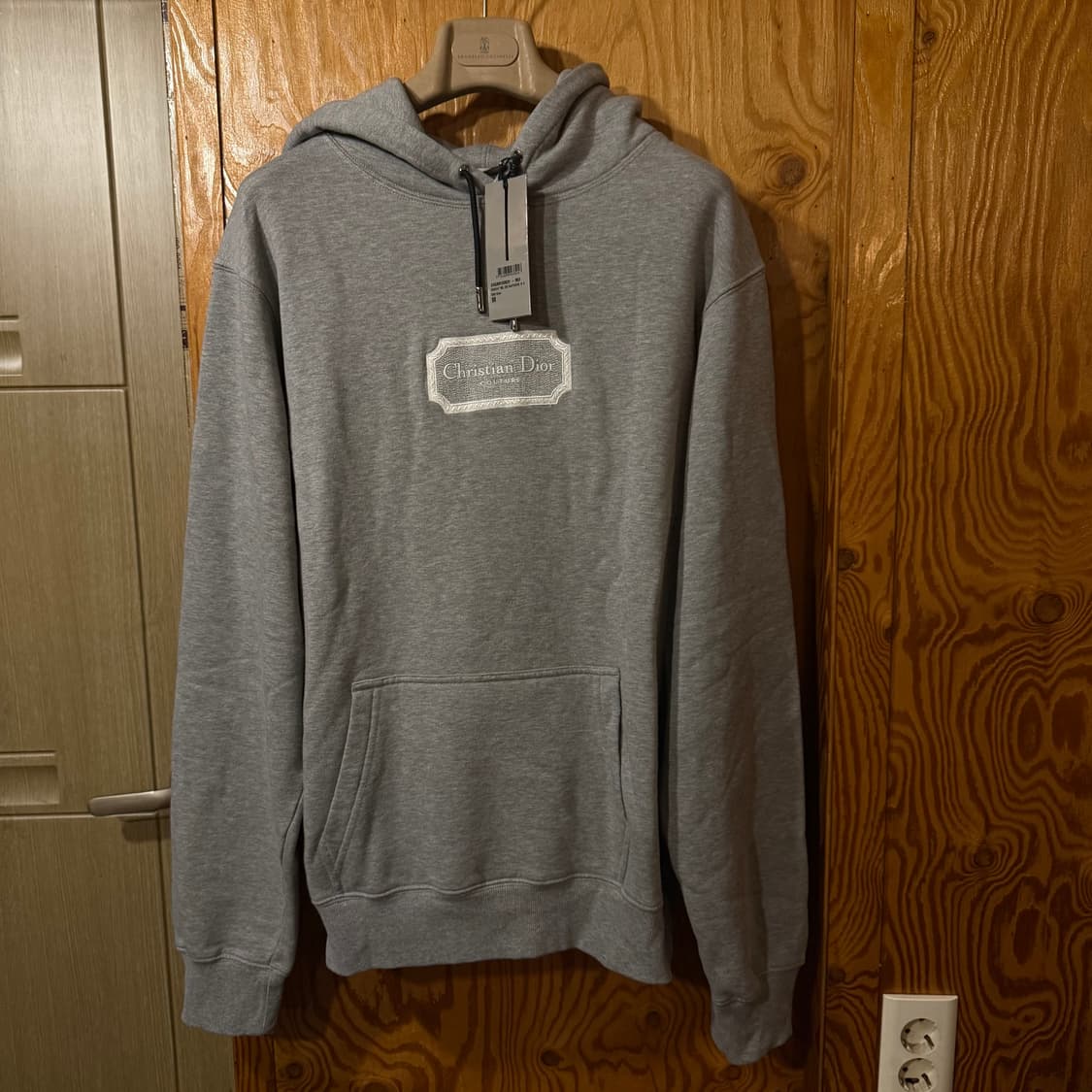 디올 그레이 로고 후드티셔츠 새상품 상품이미지3