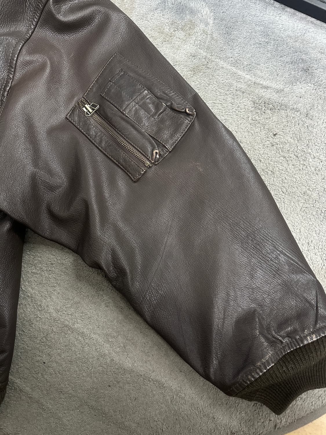 90s Nautica 브라운 레더 봄버 자켓 44 상품이미지6