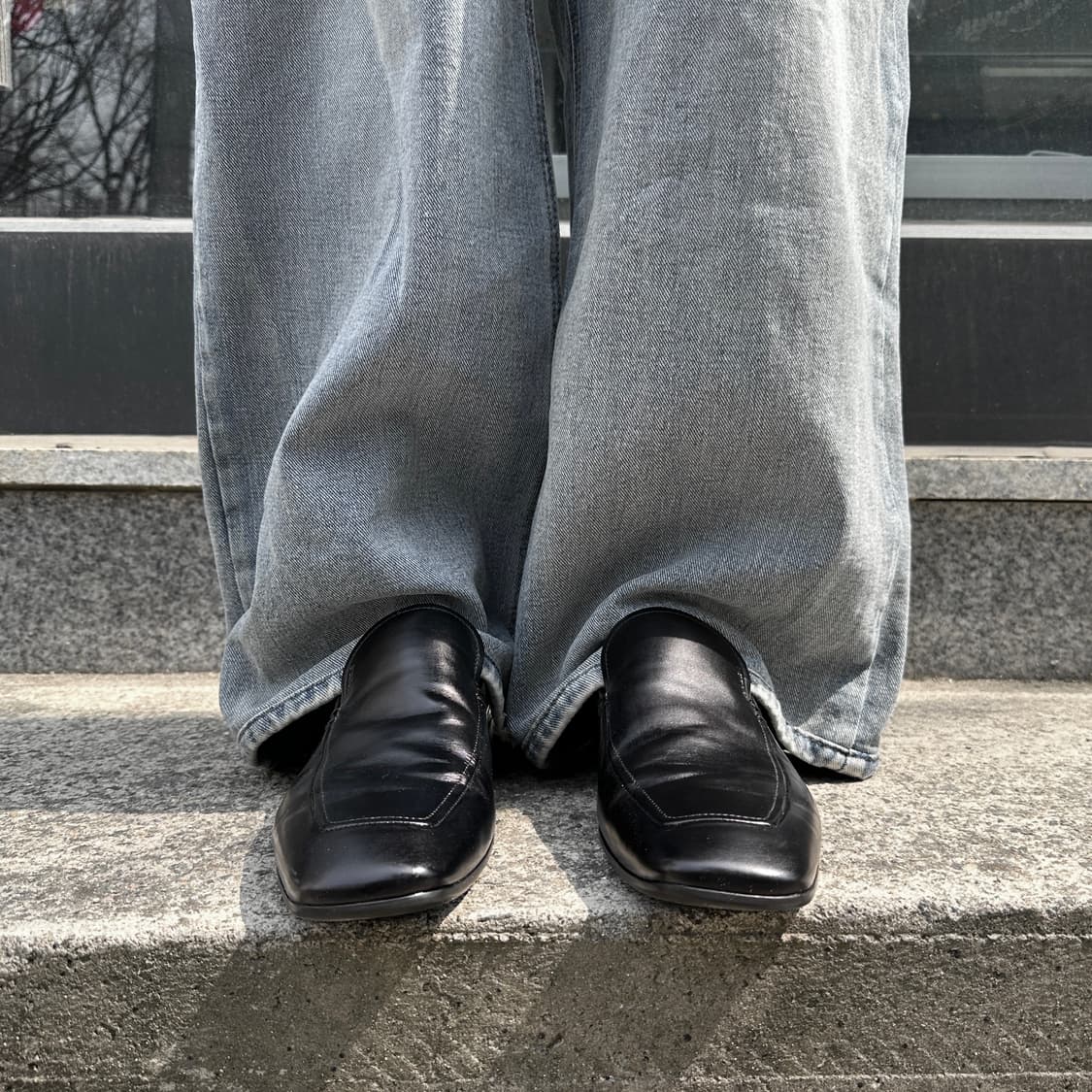 00s 빈티지 블랙 프라다 스포츠 스퀘어 토 로퍼 풀박스 상품이미지8