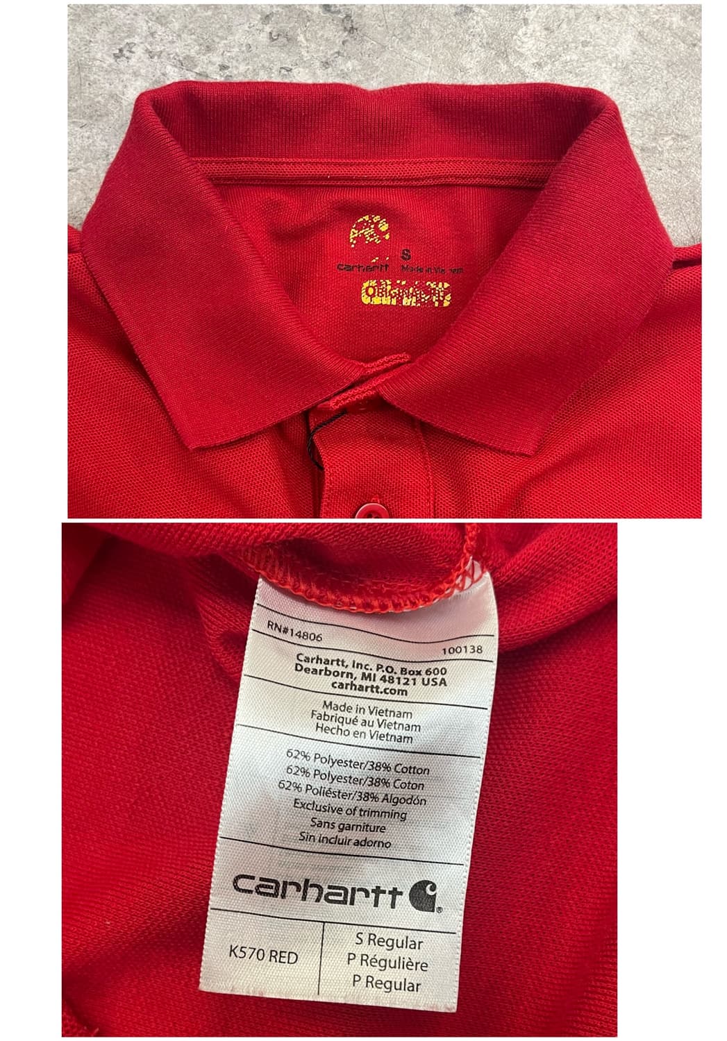칼하트 포켓 반팔 카라티 레드 S #csz3399 상품이미지3
